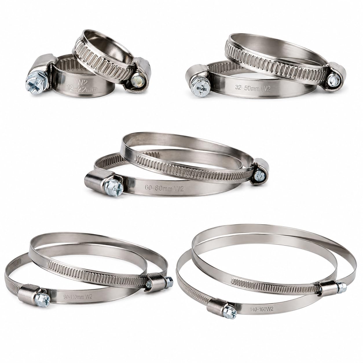 Stainless Steel Hose Clamps - 4 Pack -26