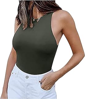 Tute sexy da donna tute estive aderente tuta corta pagliaccetto moda sexy da donna O-collo senza maniche Slim tuta tinta unita vendita liquidazione