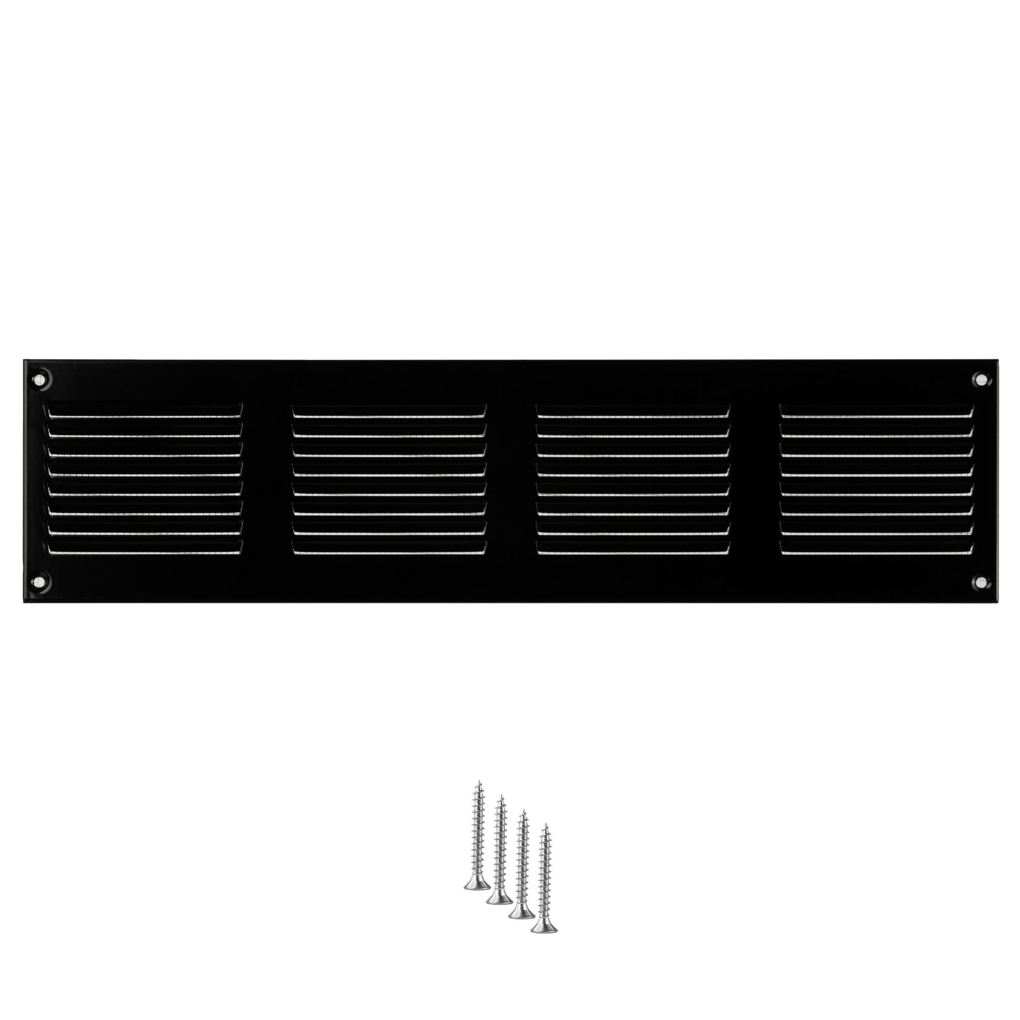 400x100mm Vent Cover, Black 16x4 inch Air Grille for Wall and Ceiling, Metal Ventilation Grille with Mesh