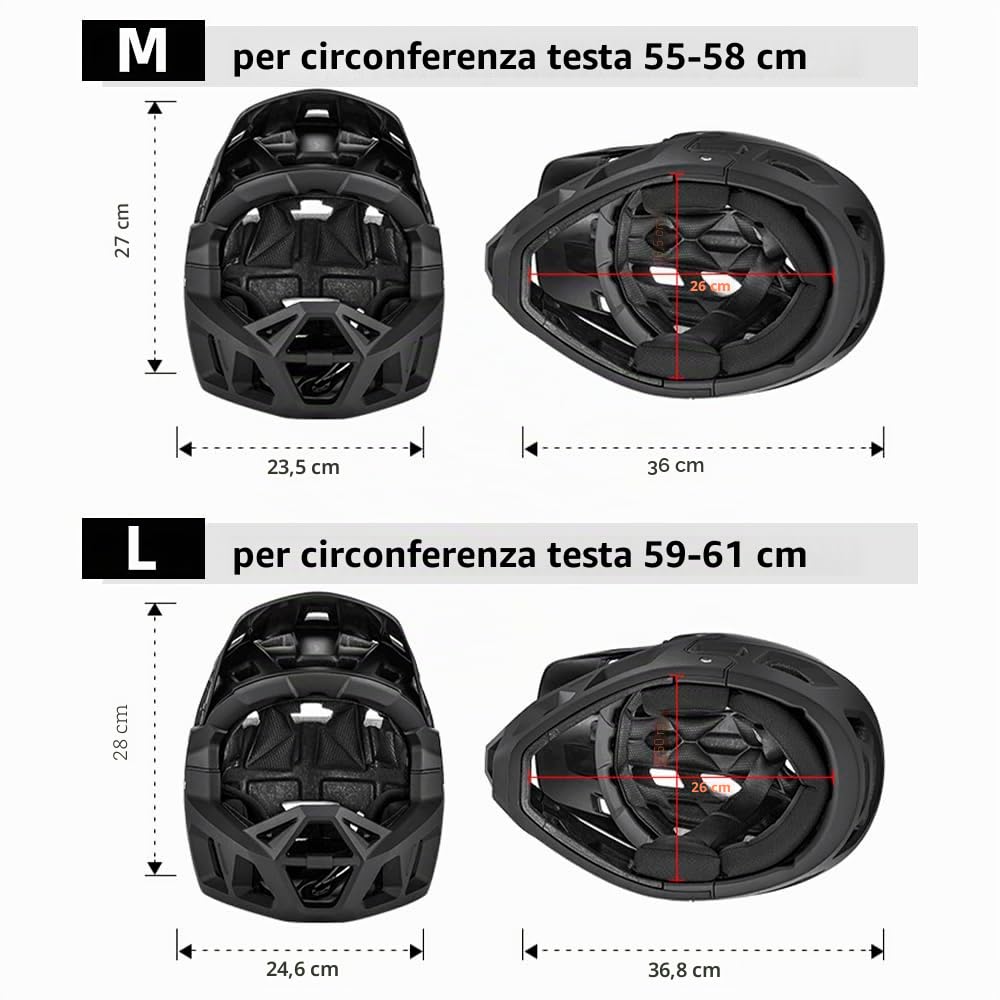 Lixada Casco integrale da mountain bike Casco MTB da discesa per adulti da corsa per mountain bike