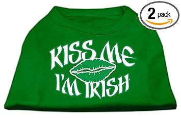 Mirage Pet Products 18-Inch Kiss Me I'm Irish Screen Print Shirt for Pets, XX-Large, Emerald Green