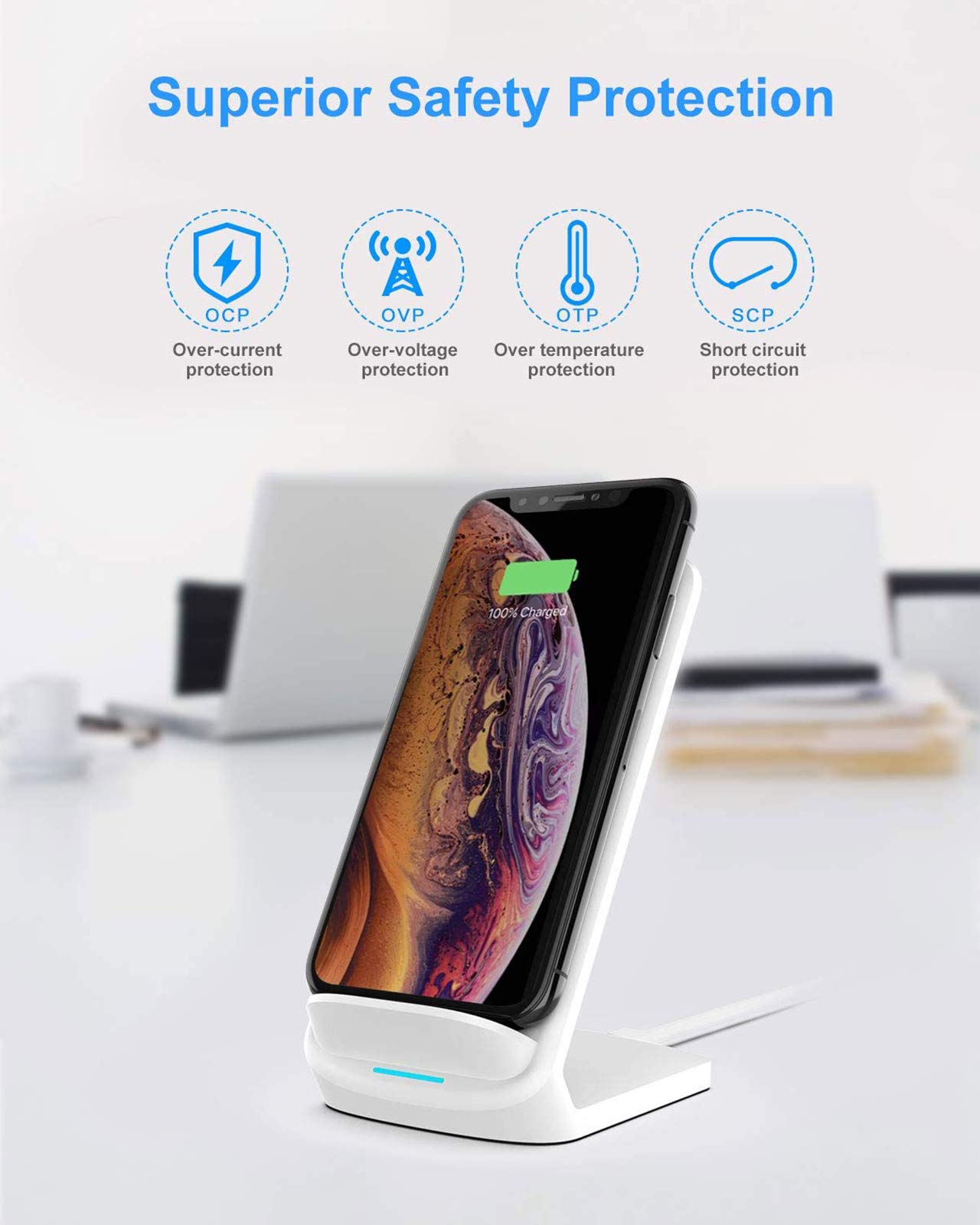 NANAMI Cargador inalámbrico rápido Qi con adaptador de carga rápida 3.0 para iPhone 12 pro 12 11 XS Max XR X 8 Plus 10 W para Samsung Galaxy S21 S20 S10 S9