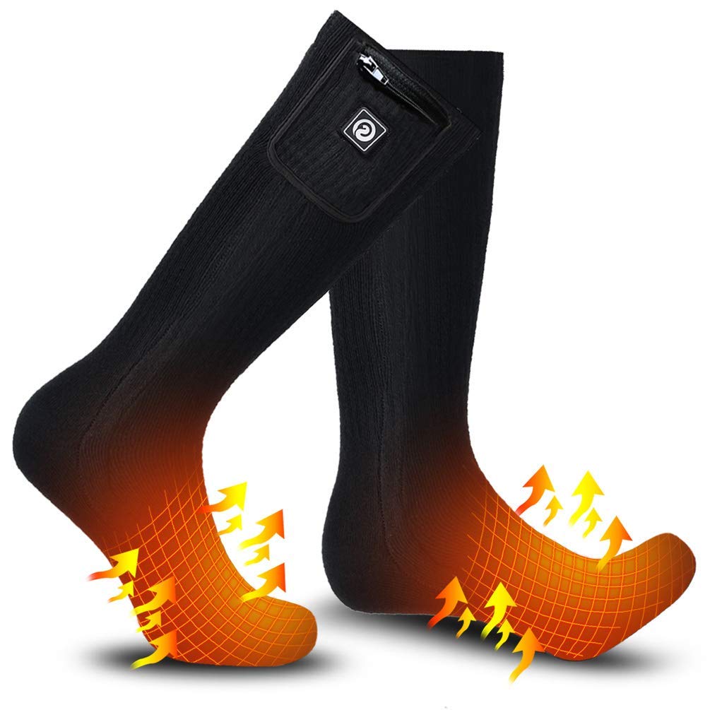 Sun Will Socken Beheizbar Damen/Herren Fußwärmer Elektrisch 7.4V 2200mAh Wiederaufladbare Skisocken Wintersport Aussen Wärmesocken für Fischen Wandern Radfahren Verhindern Arthritis Raynaud-Syndrom