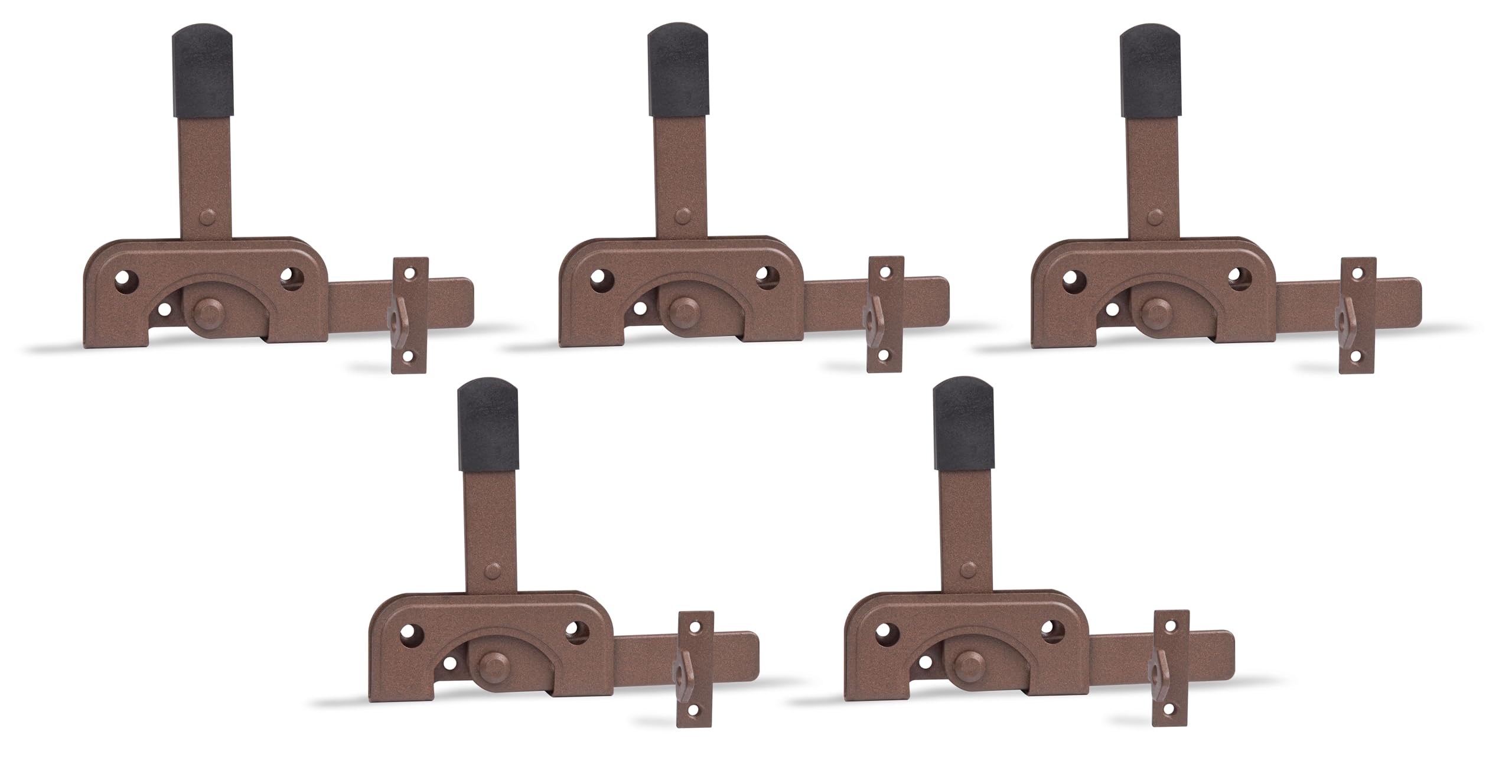 Alberts 821975 DURAVIS® Gartentorfalle | speziell für schmale Rahmenhölzer | rostbraun duplexbeschichtet | Platte 120 x 50 mm | 5er Set