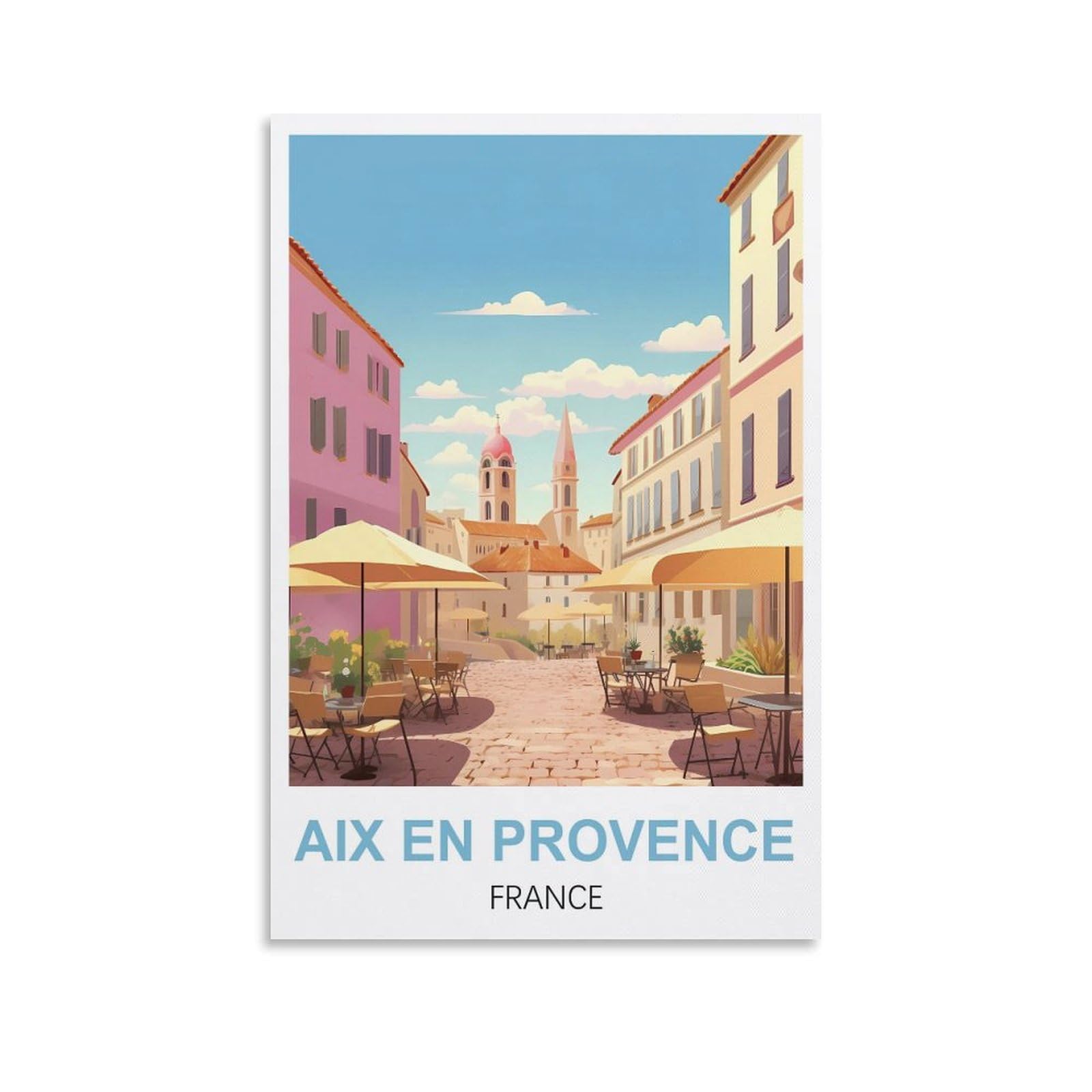 Wgmdoee Unframe-Style Vintage Travel Posters Aix En Provence France 08X12inch(20X30cm) Canvas Poster Living Room Wall Art Home Decor