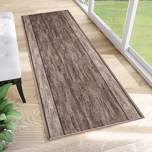 TAPISO Anti Rutsch Teppich Läufer rutschfest Brücke Meterware Modern Taupe Meliert Verwischt Streifen Design Flur Küche Wohnzimmer Diele… – Ansicht 1
