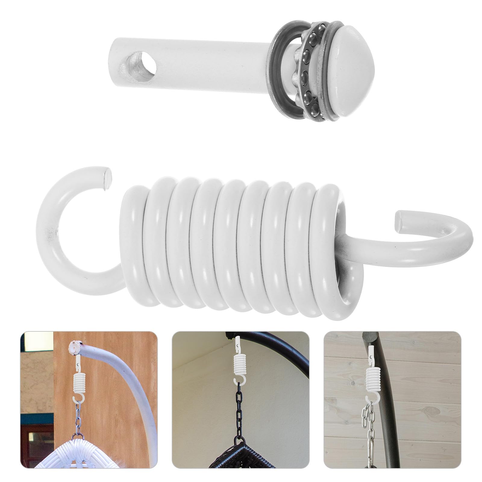 TOYANDONA Kit per Appendere Sedia Amaca Molla in Lega Resistente Bianca, Assorbimento Urti e Capacità di Elevata per Altalena da Patio e Palestra