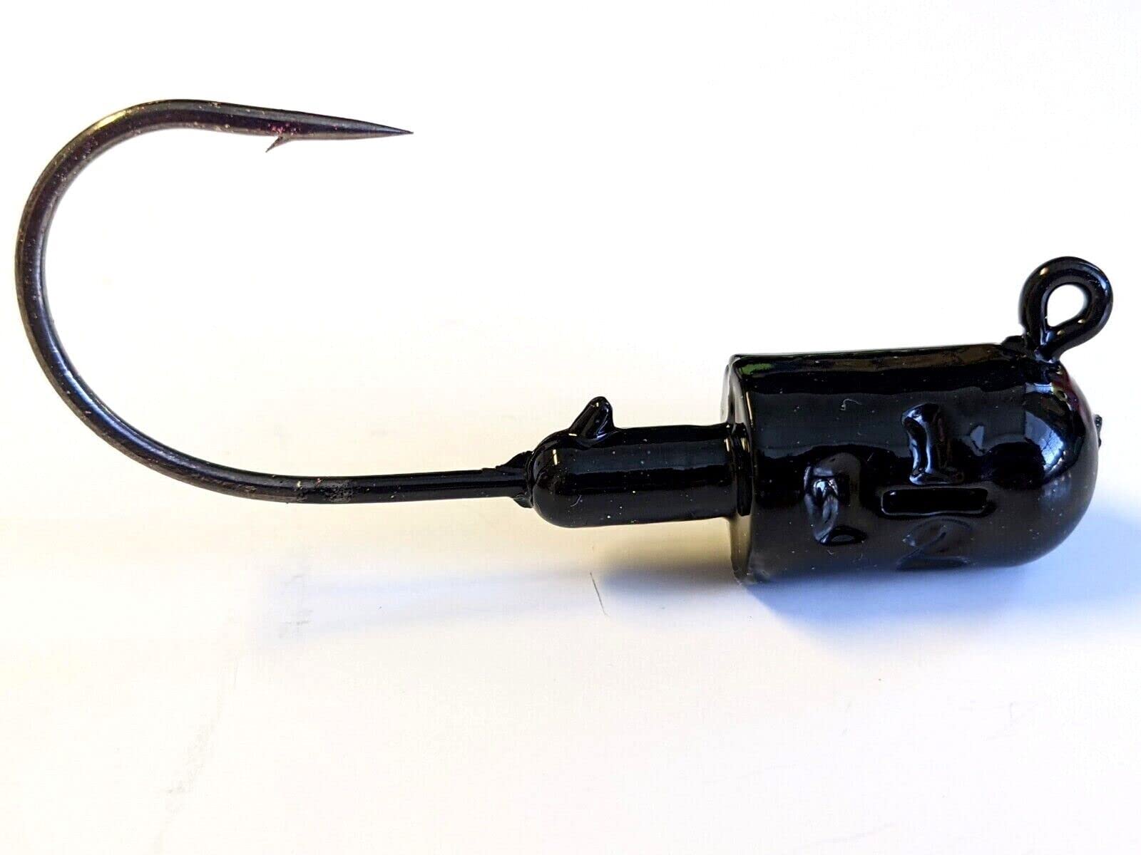 "Bullet" Jig Head Striper Fluke Bass Swimbait Lure Ultra Point 10 Black 2 oz