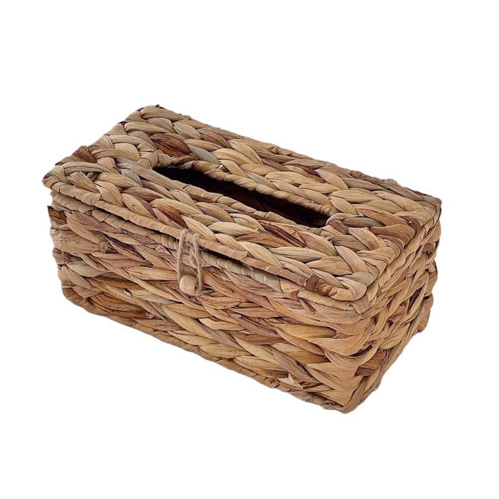 CTRLZS Ins Water Hyacinth Woven Tissue Box Rattan Woven Lid Sanitary Paper Box Household Living Room Pumping Paper Box Storage