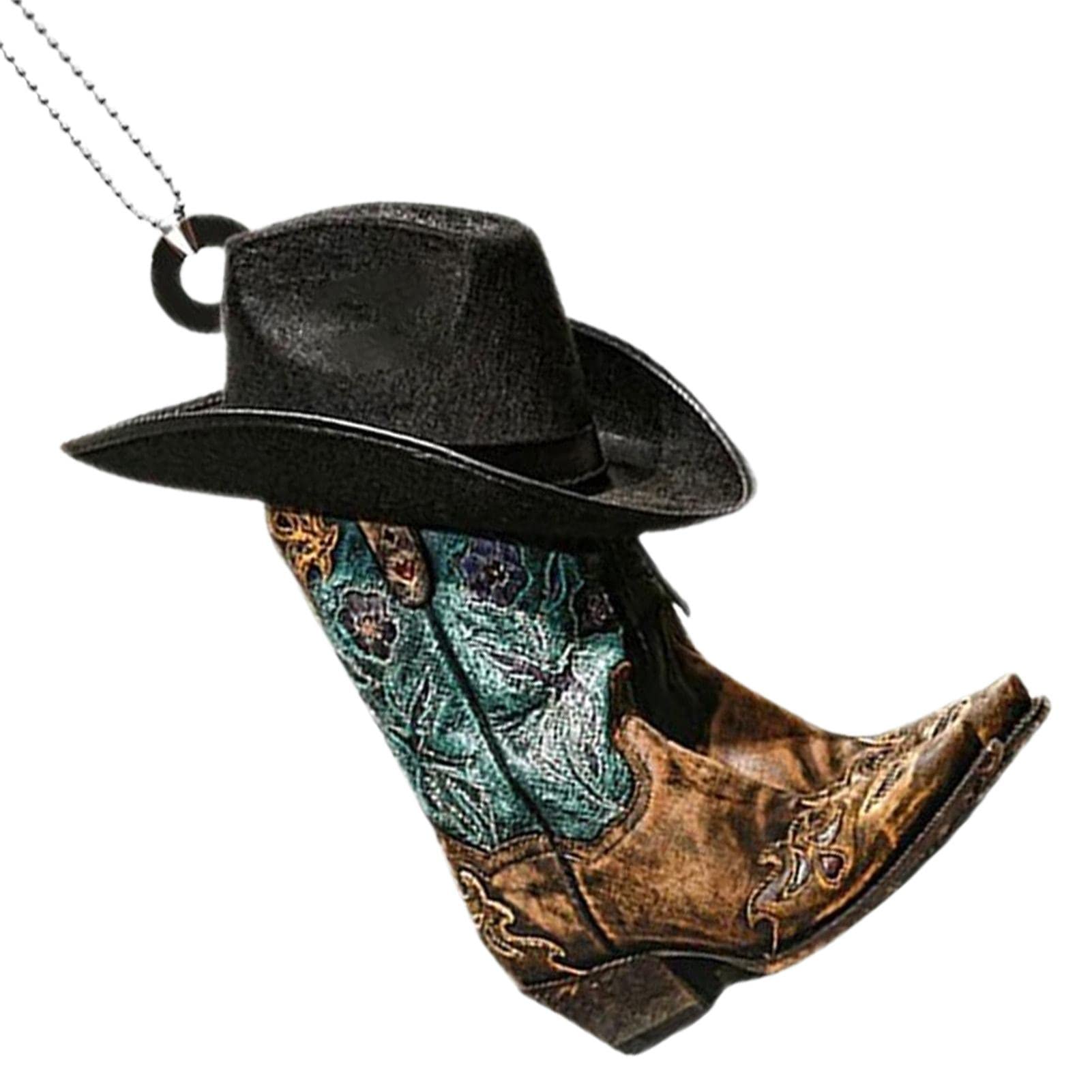 KumprohuKumprohu Boots and Cowboy Hat Car Hanging Ornament Cowboy Boot Christmas Tree Ornament Cowboy Boots Hanging Ornament Acrylic Saddle Keychain Hangings Charms, Novelty Car Rearview Mirror Pendant