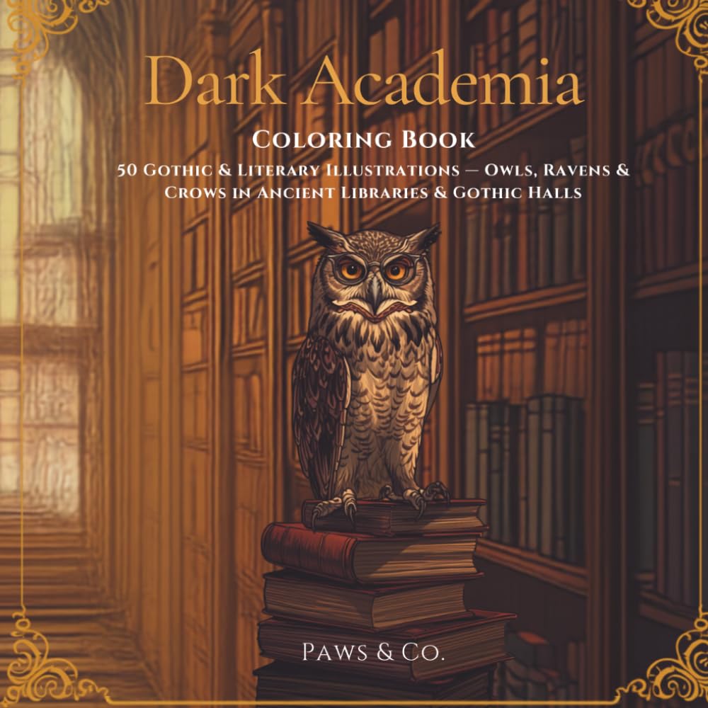 Dark Academia Birds Coloring Book: 50 Gothic & Literary Illustrations - Owls, Ravens & Crows in Ancient Libraries, Gothic Halls & Scholar Settings