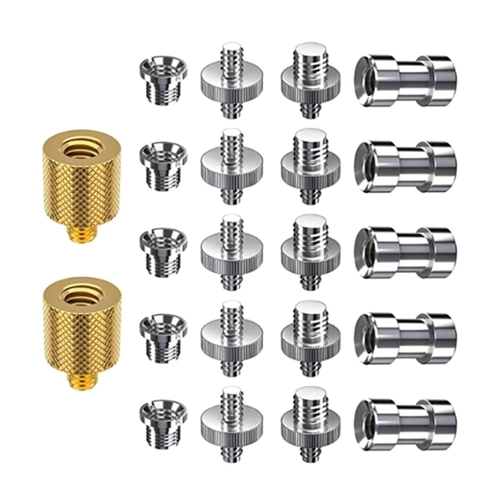 Tornillo reductor de conversión. Adaptador de conversión rosca macho 1/4" metal doble cabezal for soporte cámara(Package 1)