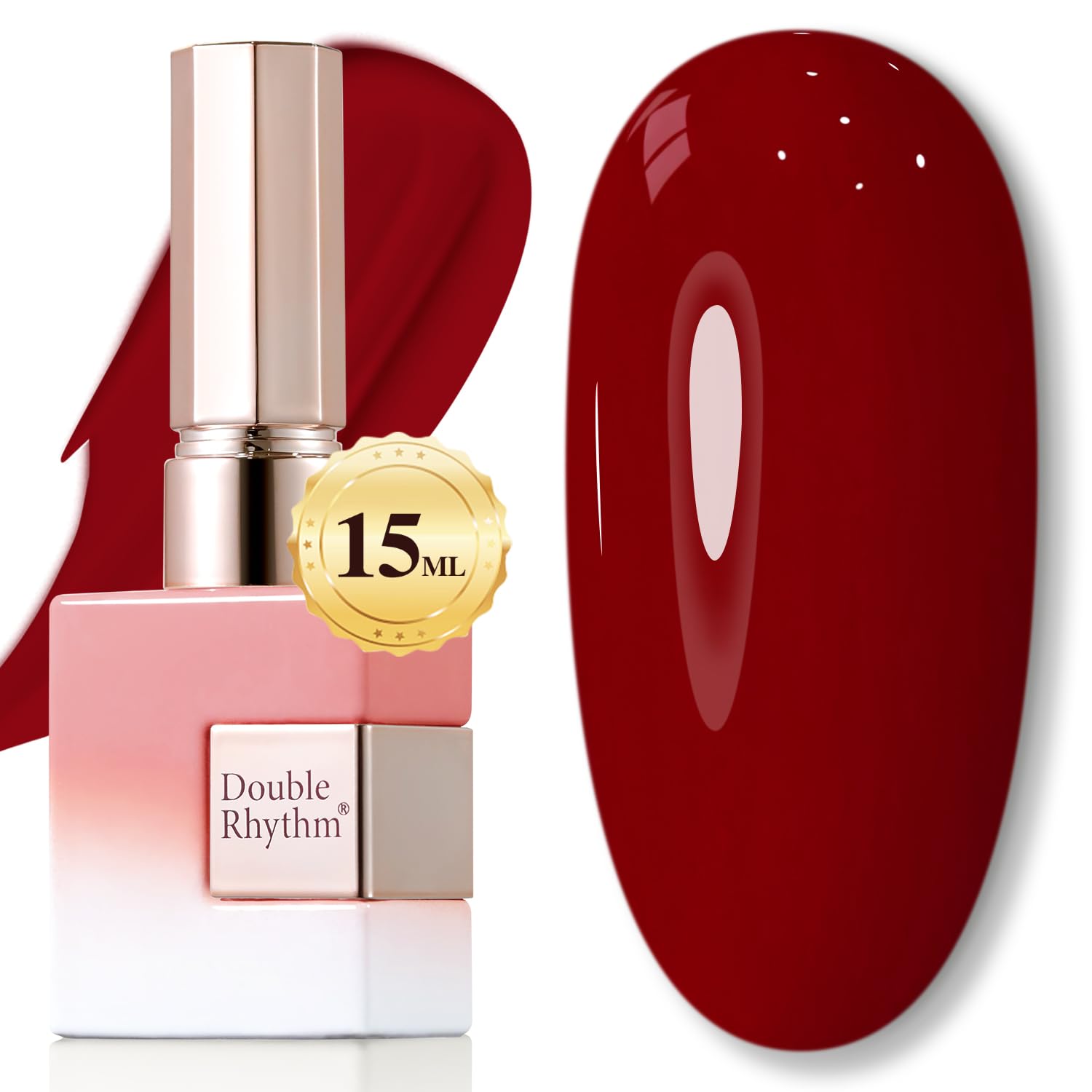 Double Rhythm 15ML Dark Red Gel Polish Pure Sheer Same Color Same Bottle Soak Off Gel Polish Art Manicure Salon DIY at Home for Women (Blood Red-A1378)