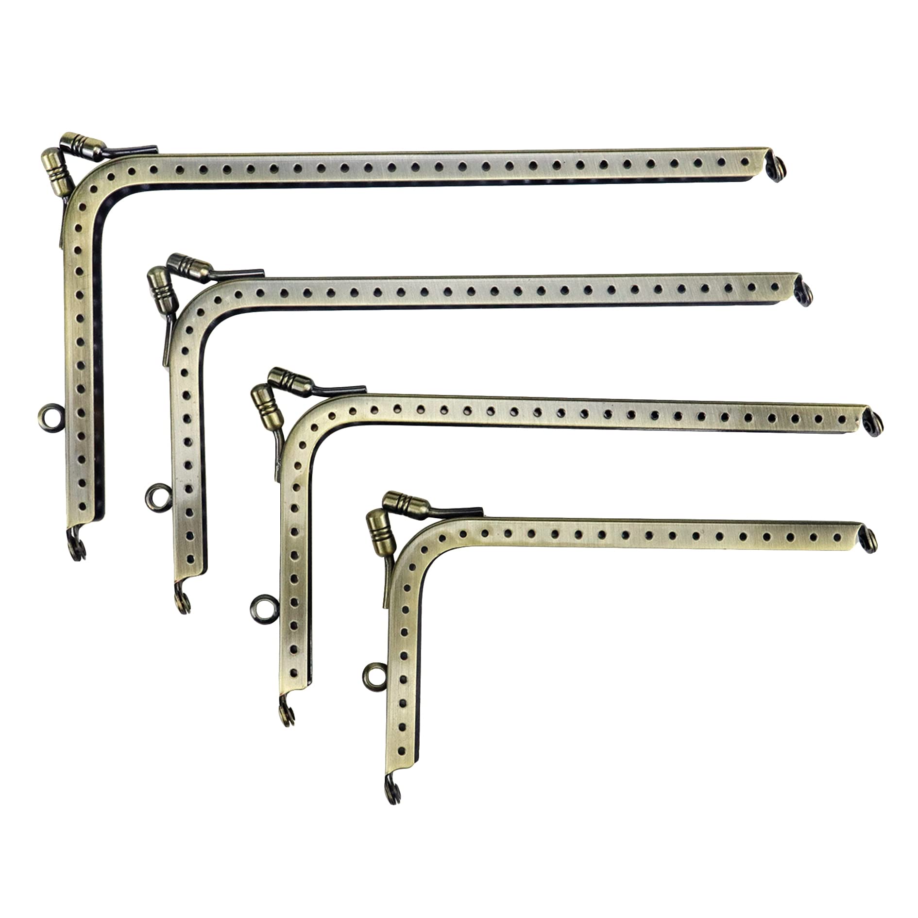 FarBoat Set of 4 Sizes L-Type Handbag Kiss Clasp Lock Frame Hand-Made Bag Hardware Supplies Bronze