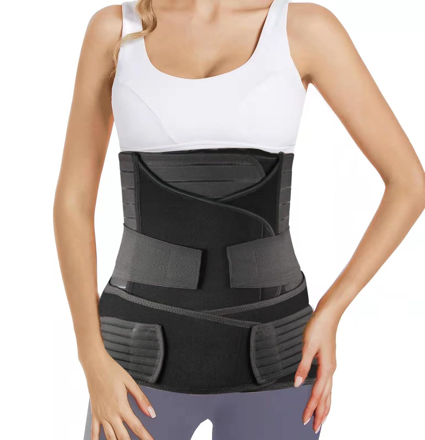 Postpartum Belly Wrap For Post C Section And Natural Birth Recovery | Post Pregnancy Abdominal Binder Belly Band Fajas Postparto Postnatal Girdle Support Belt Plus Size Black-image-24