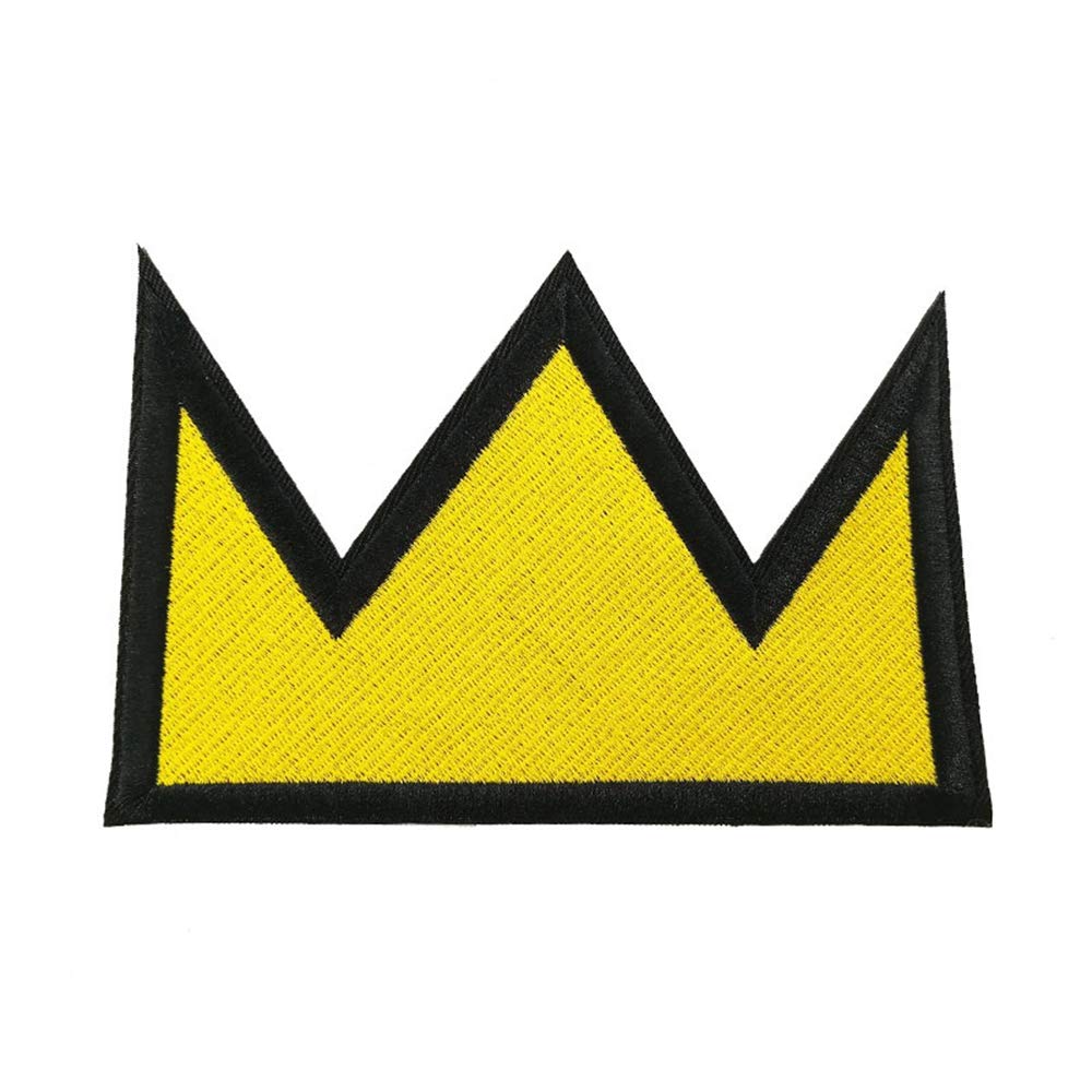 Patch couronne jaune pour veste en jean et grand écusson à repasser style bohème mode femme