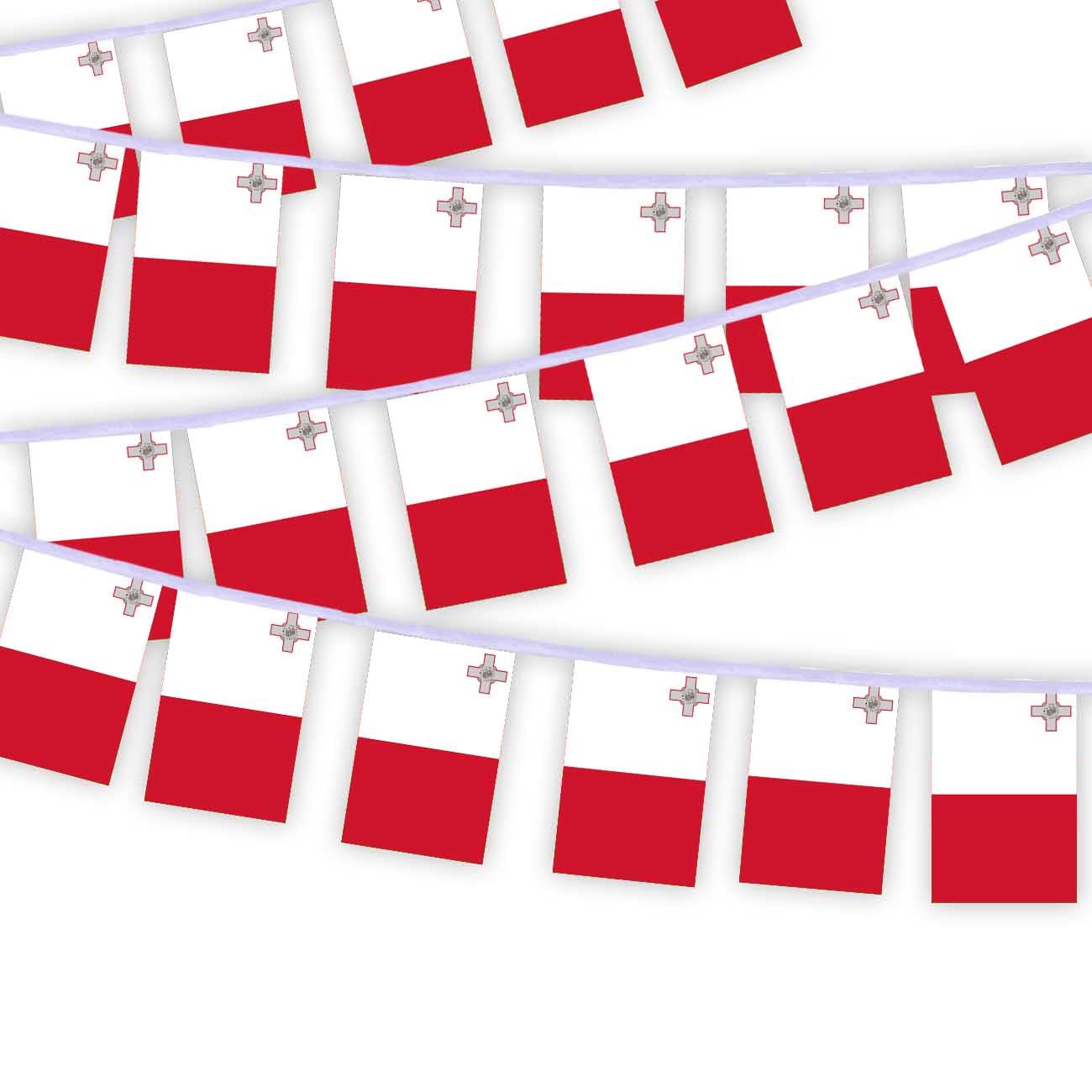 30 PCS Malta Flag String,32 FT Maltese Decor Bunting,Decoration Banner for Outdoor Indoor Patio Yard Decor — image 1