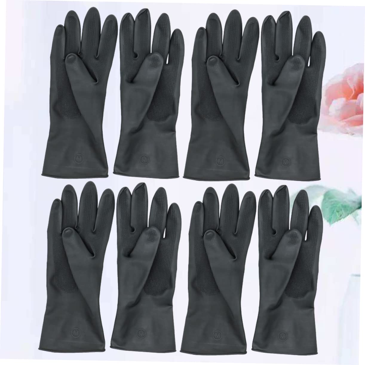 Solustre - 4 pares de guantes de teñido para el pelo, color negro, para peluquería, jardinería, talla S