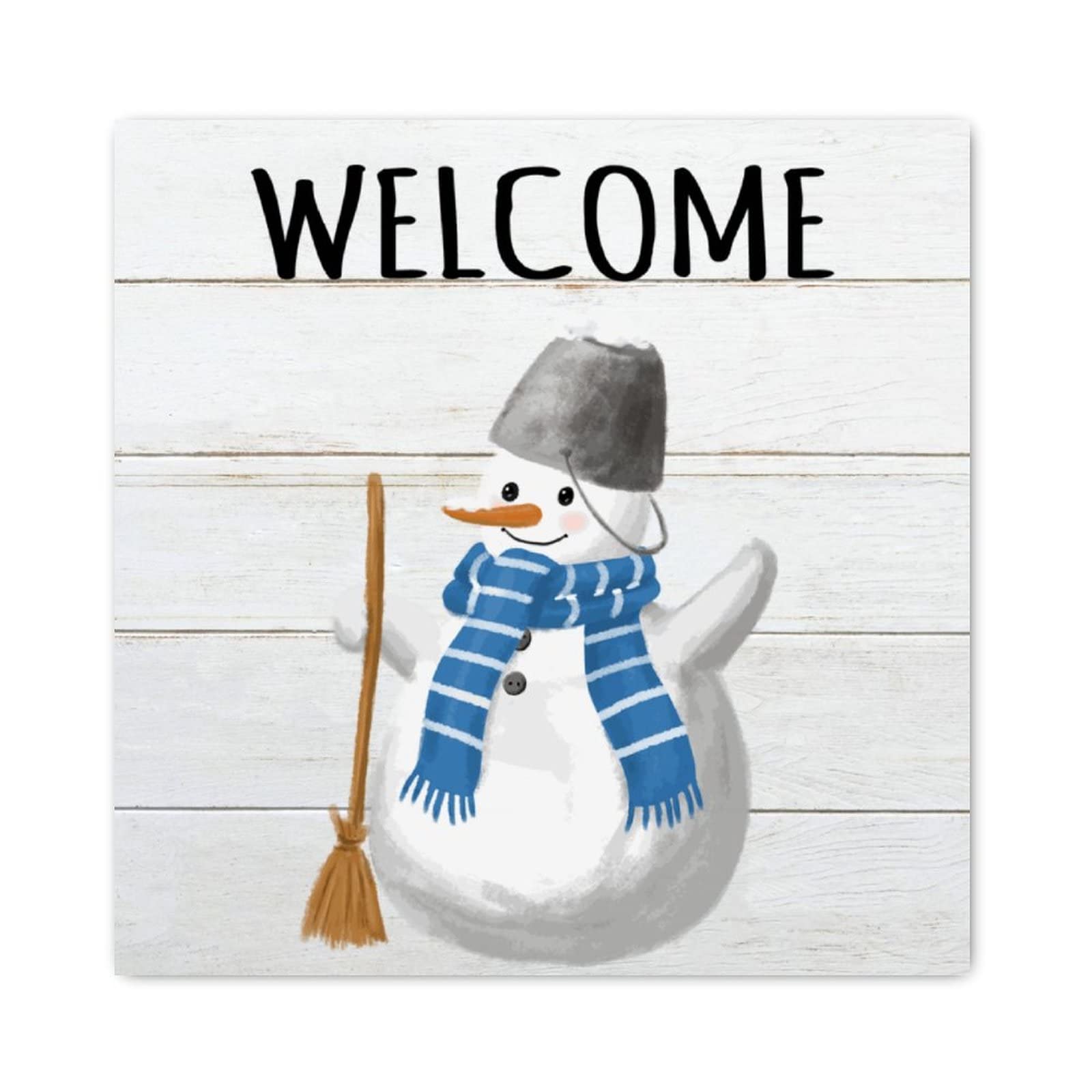 Panneau de Noël en bois Welcome Snowman oiseau rouge haut de gamme