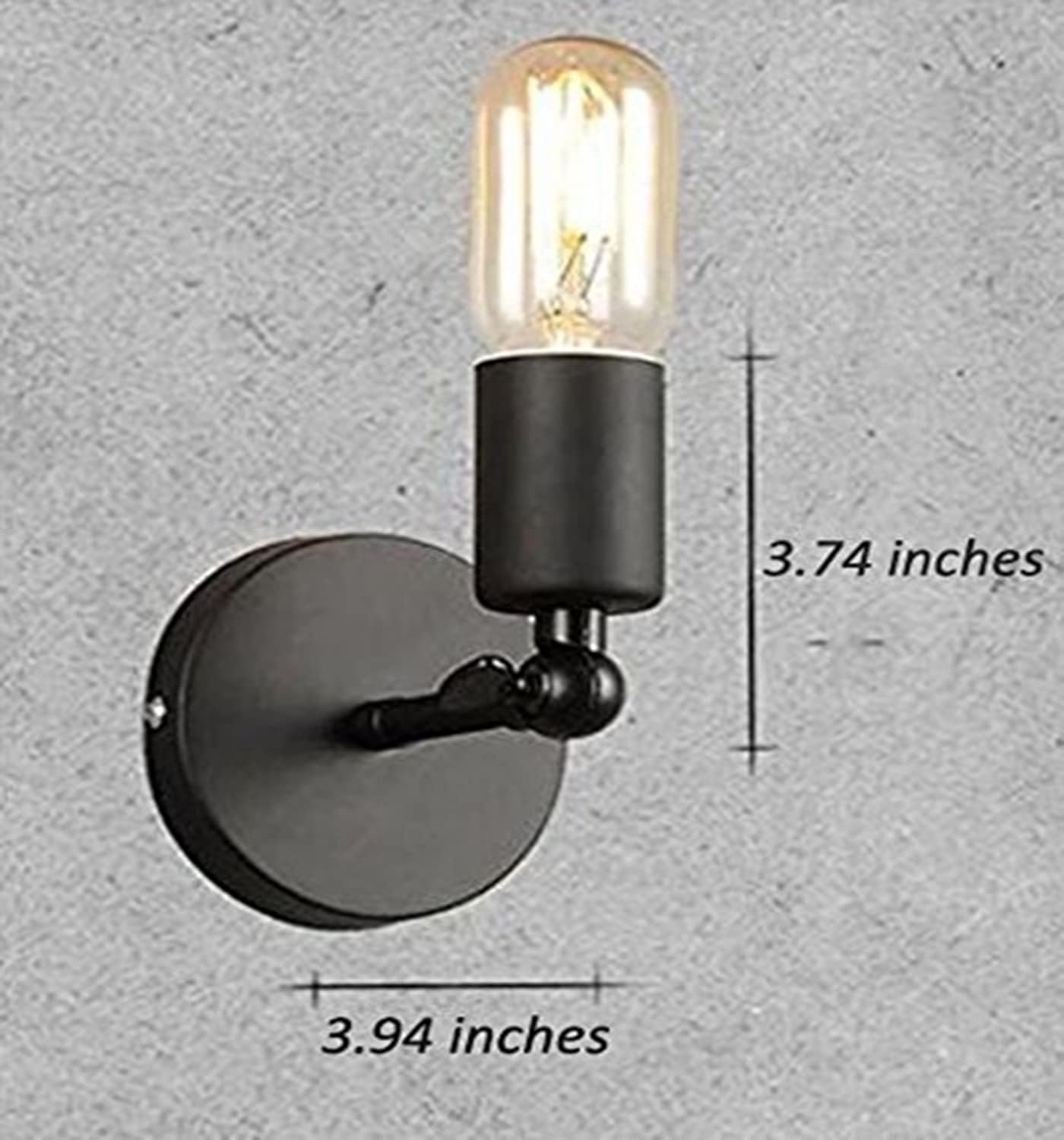 Kiven Plug-in Wall Sconce with in-line Dimmable and Timer Switch Cord(6 FT),Industrial Style Wall Lamp Black Metal Lighting Fixture for Bedroom Bathroom-1 Pack