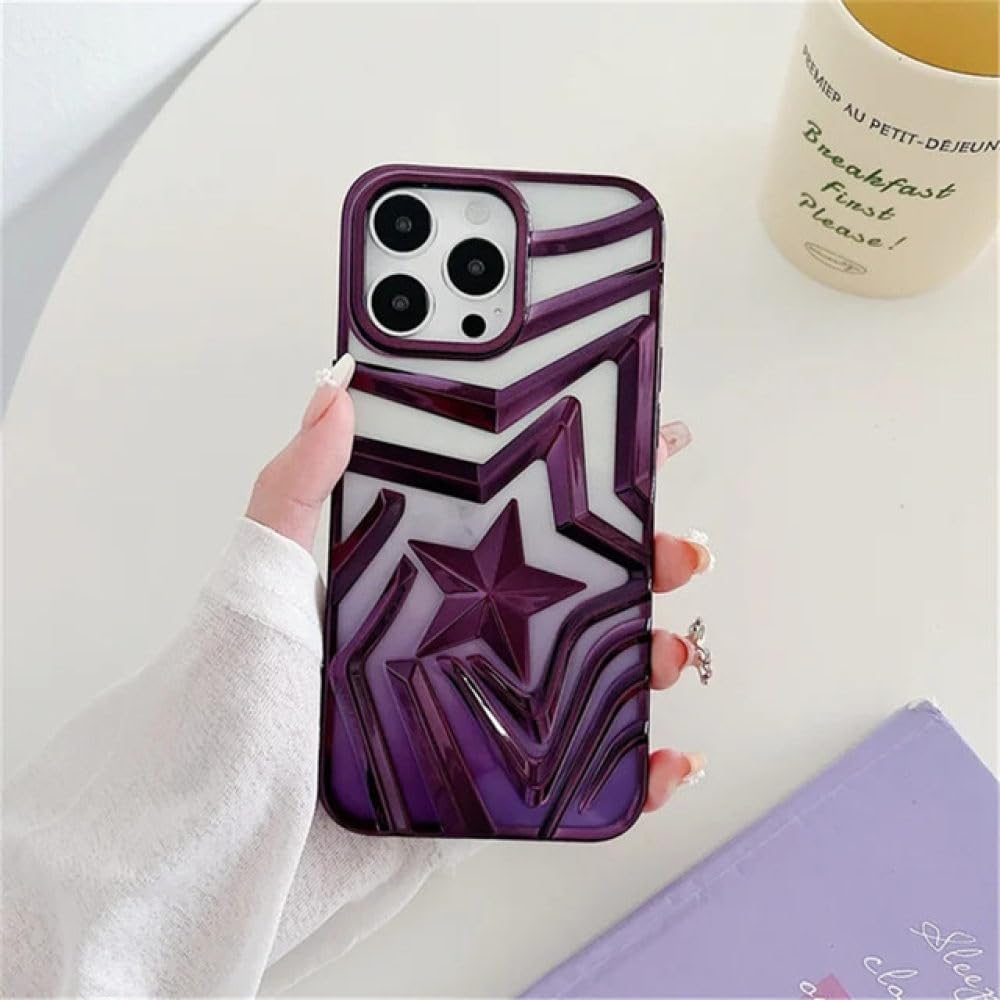 Coque iPhone 13 Pro dégradé d'étoiles 3D violet antichoc