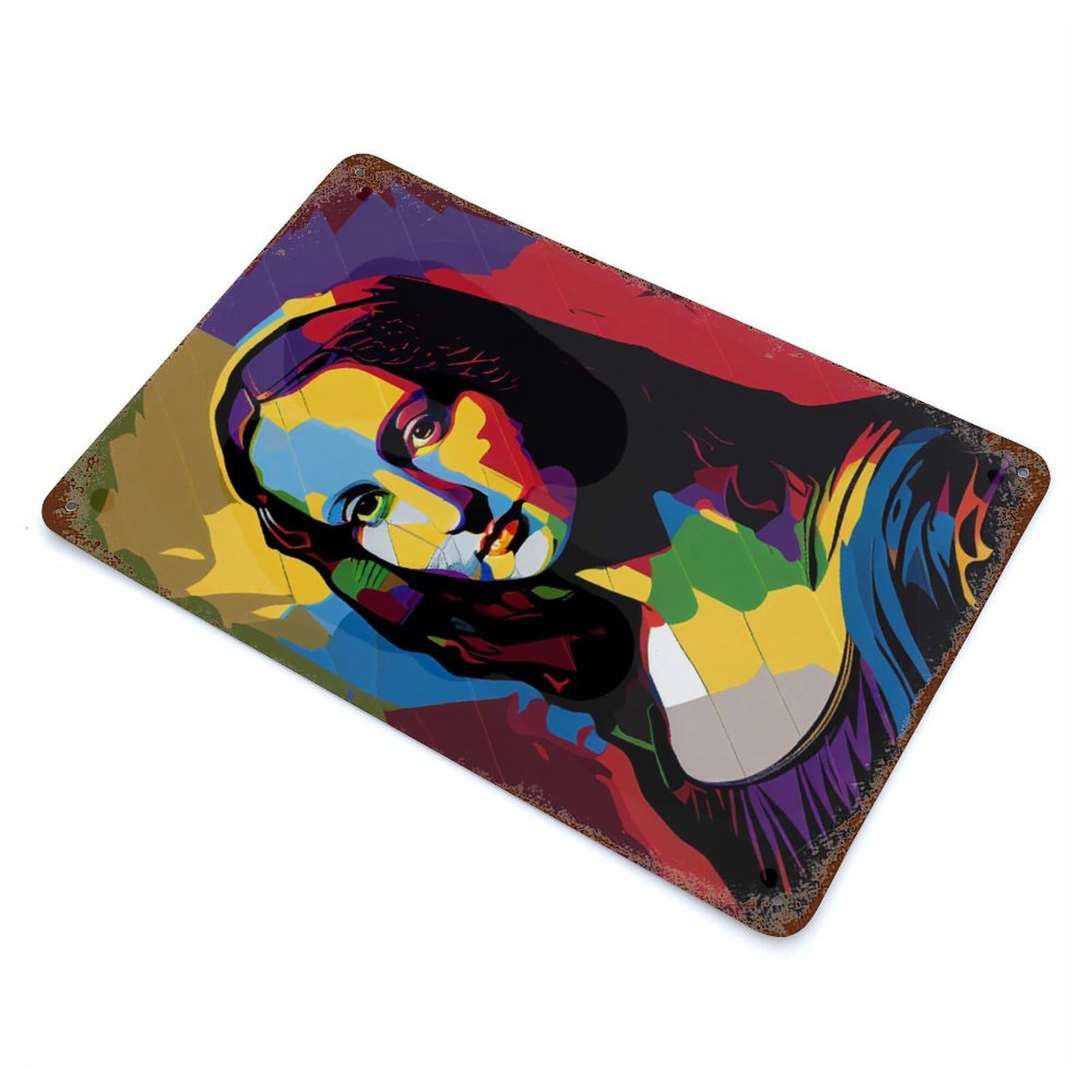 Garage Style Mona Lisa Pop Art Decorative Tin Sign 11.8"x7.9", Rustic Home Decor for Bar And Workshop