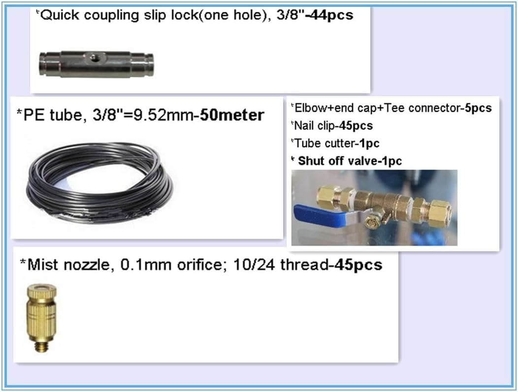 GOWE 45pcs nozzles system.High powerd outdoor cooling system. fog misting system,Mist cooling system