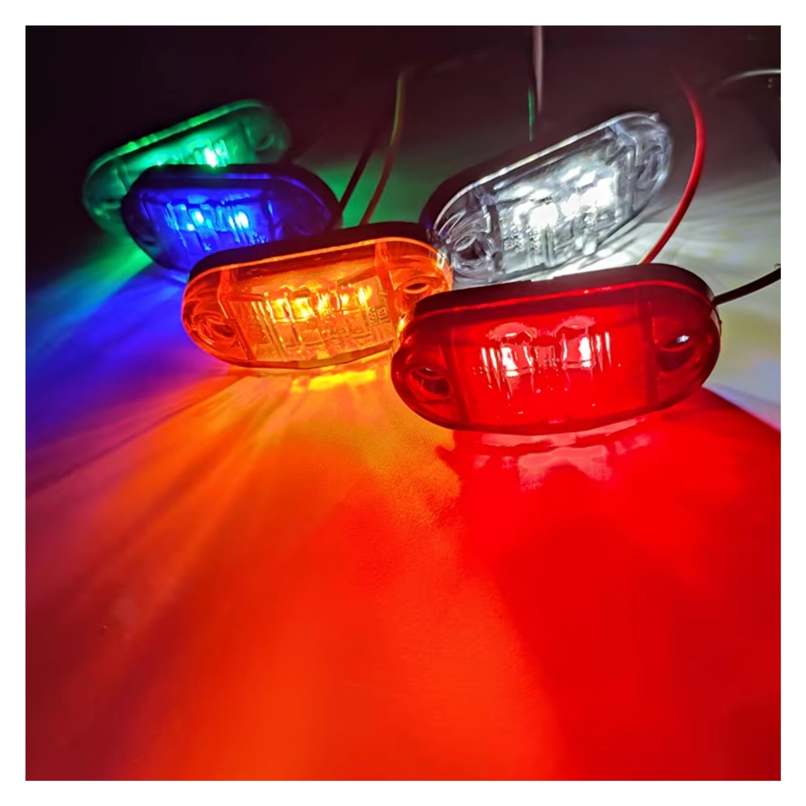 Gruppo Ottico Posteriore Per auto camion rimorchi moto barca 2 X 12 V-24 V 6 LED numero targa luce lampada fanale posteriore universale Fanale Posteriore(Bianco,20 Pieces)