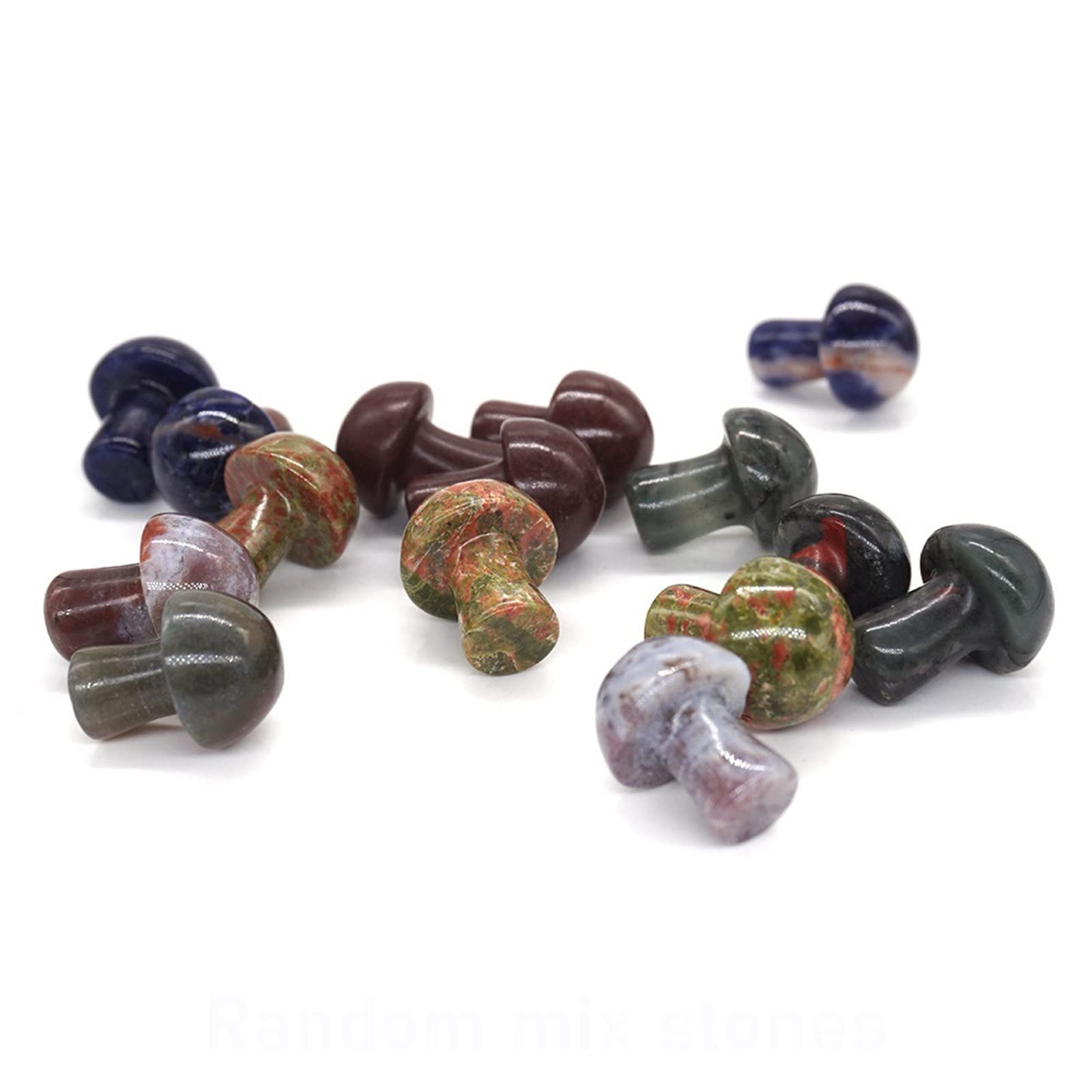 LQYXGS Crystal Stone Home Decor 20MM Mini Mushroom Figurine Natural Stones Carved Crafts Decor Quartz Crystal Statue, 20PCS/ Set(1)