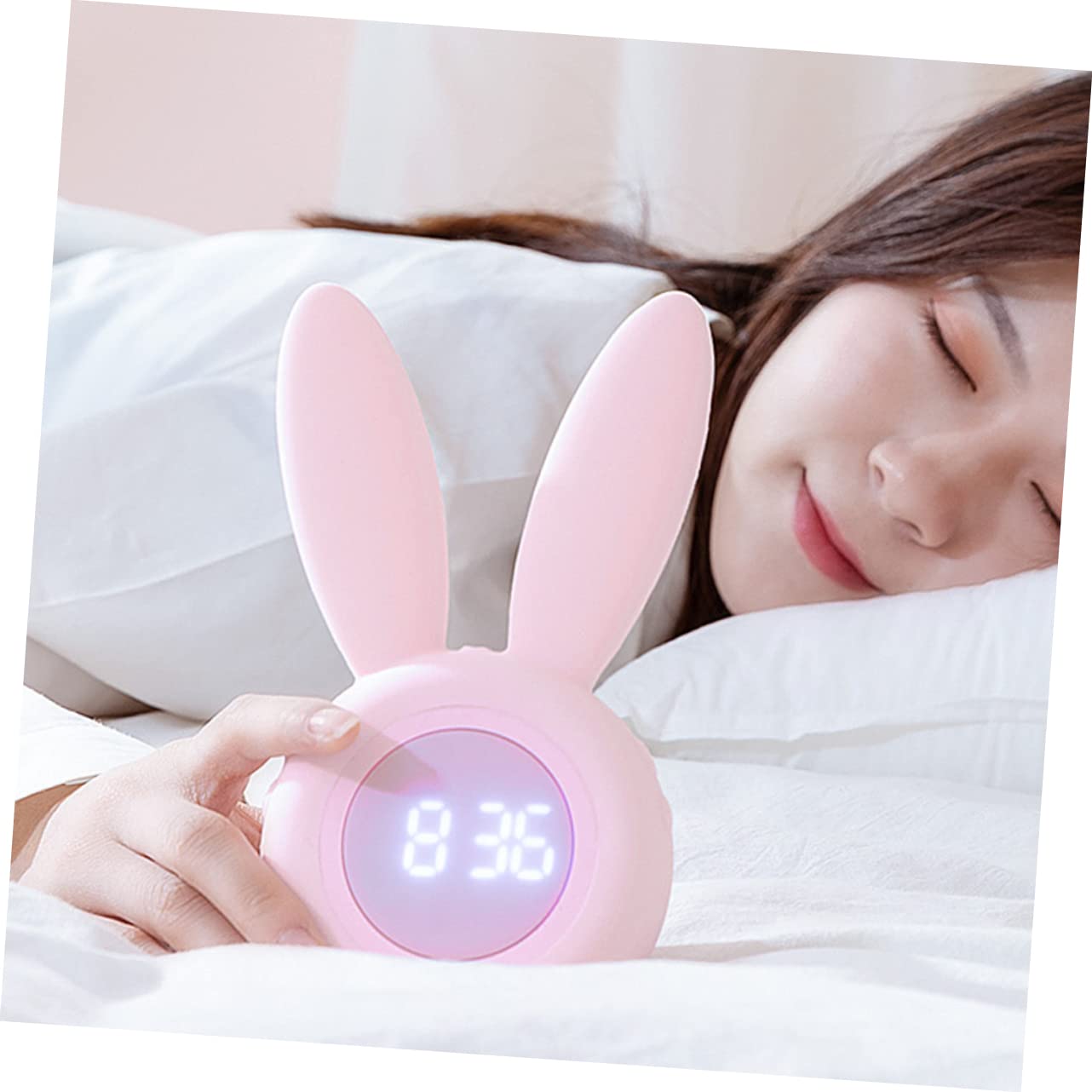 SOIMISS Kinderwecker in Hasenform mit LED Nachtlicht und 2000mah Akku