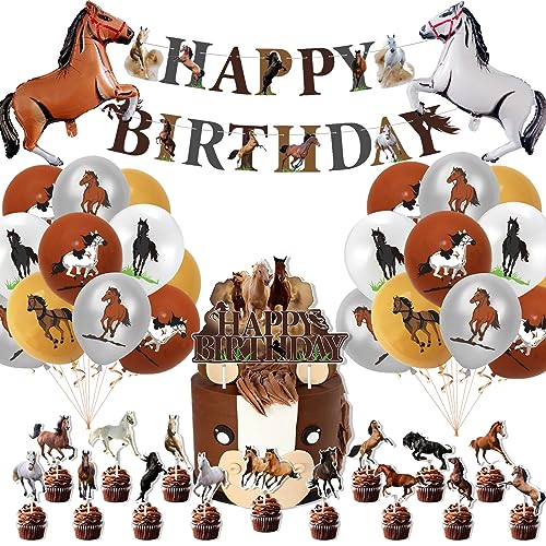 KEORHEZ Pferde Geburtstagsdeko - 86-teiliges Set Für Kindergeburtstag