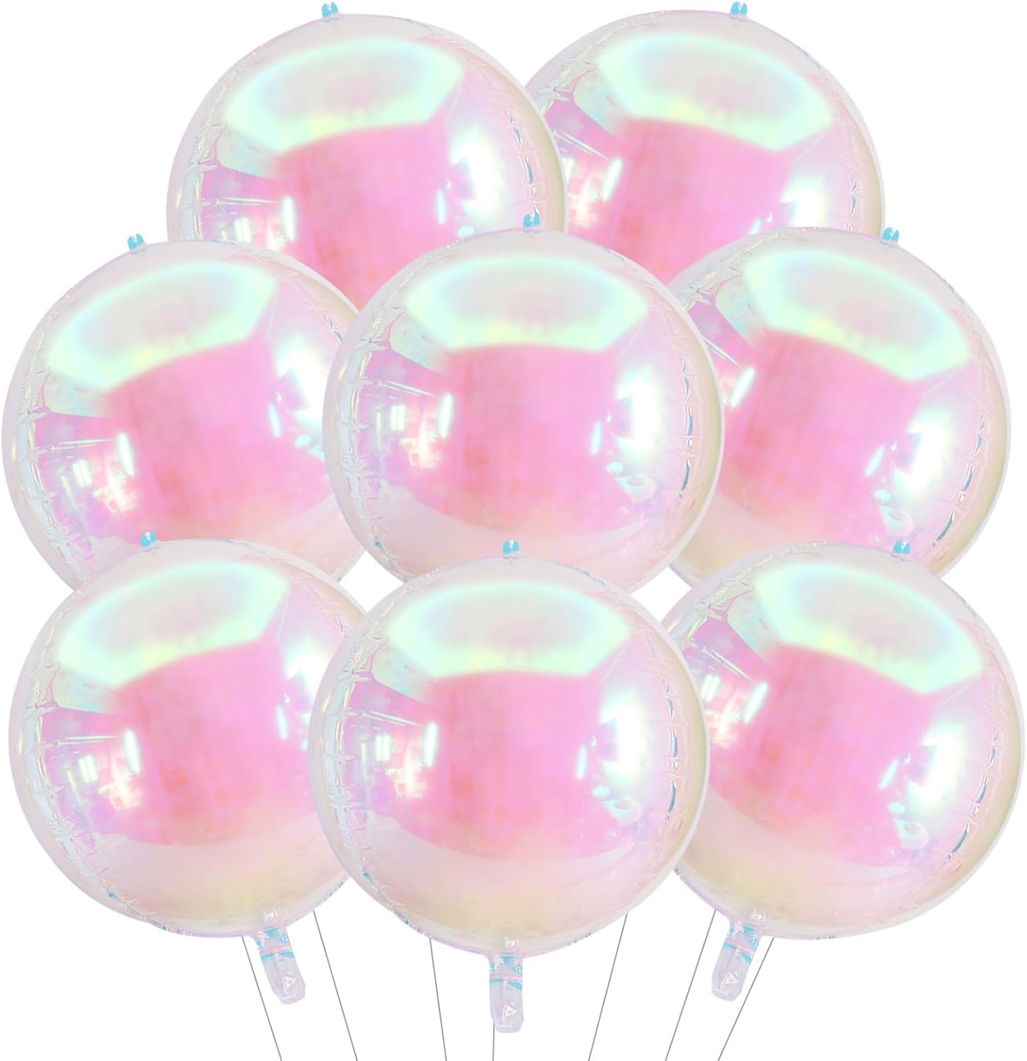 TONIFUL 8Pcs 22Inch Large Iridescent 4D Giant Round Foil Balloon 4D Metallic Mylar Sephere Balloons for Christmas New Year Birthday Party Graduation Wedding Bridal Shower Decoration Supplies — image 1