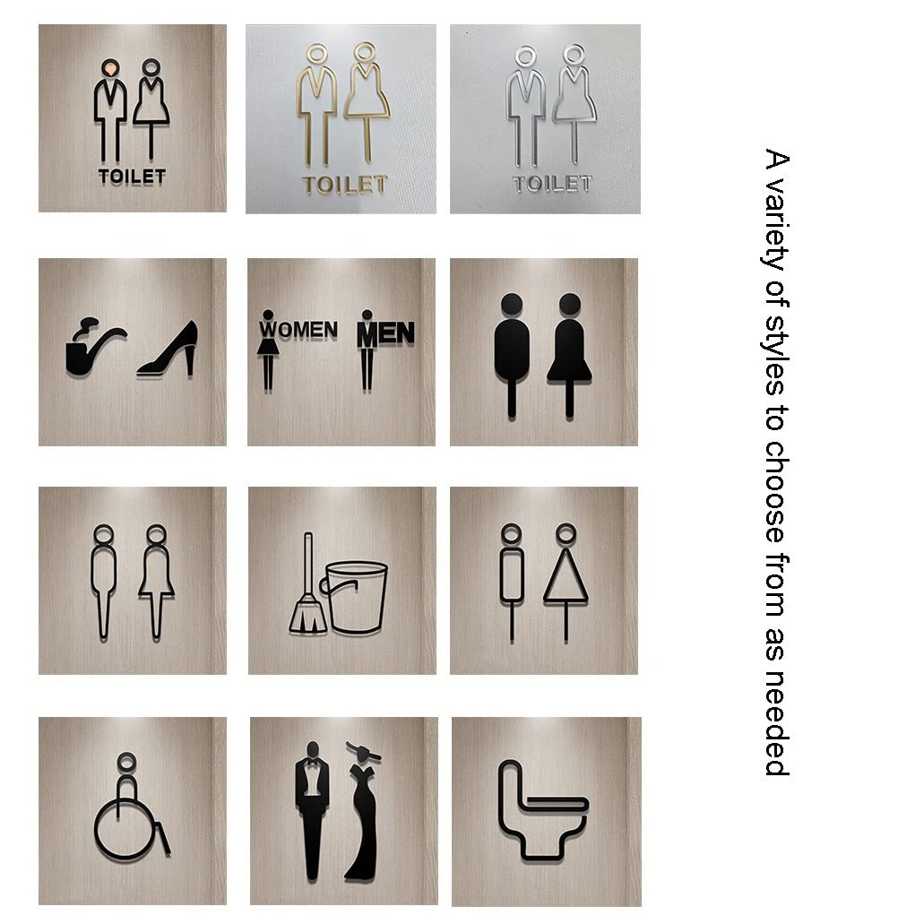 Juego de figuras decorativas de acrílico for hombres y mujeres, letrero de baño moderno for hombres y mujeres, letreros autoadhesivos for puertas de baño, letreros simples for baños domésticos o comer