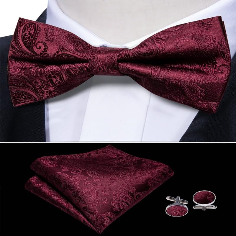 Set clásico de tirantes de seda para hombres con moño y gemelos miniatura 6