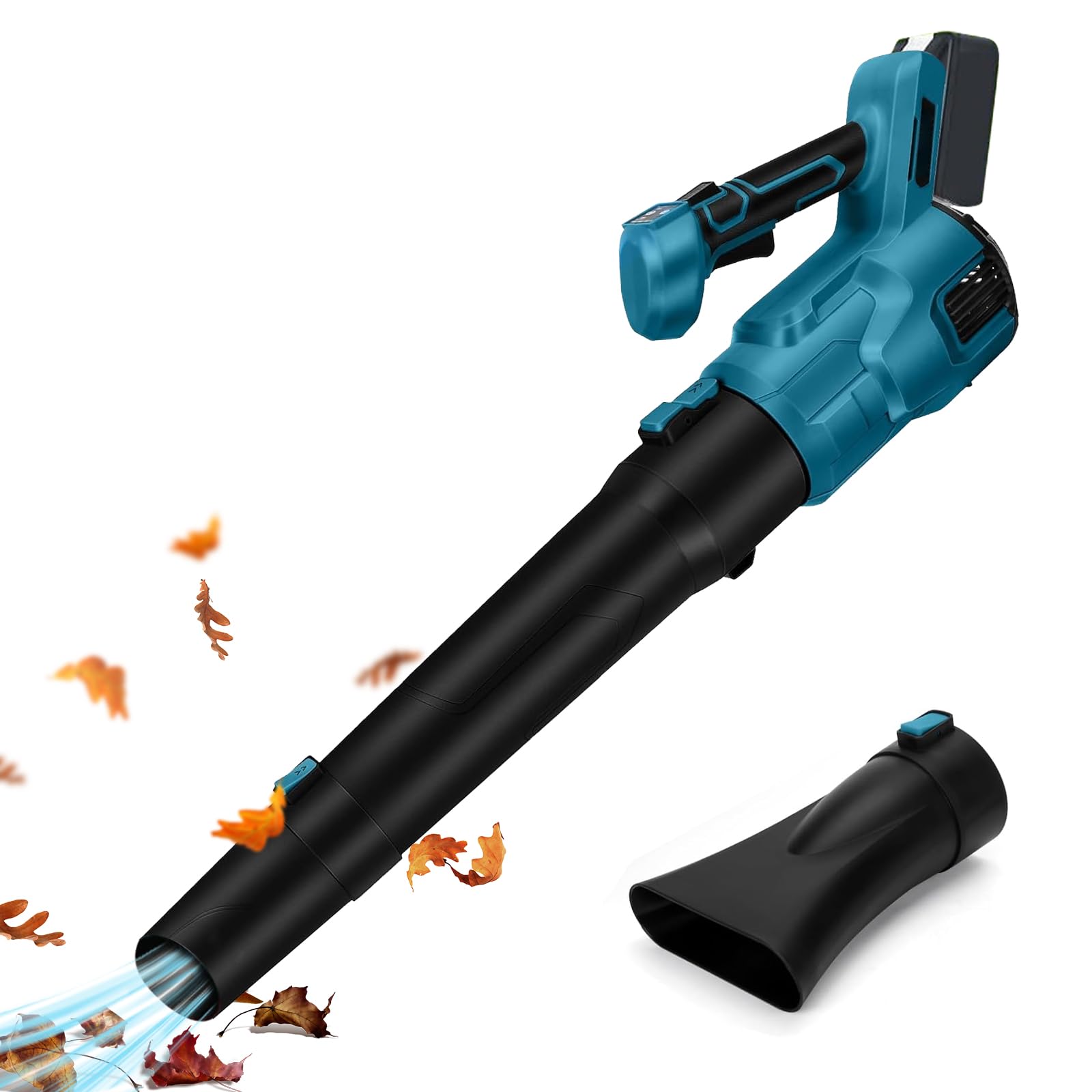 Soffiatore di Foglie senza Fili compatibile con Makita 18V Batteria, Batteria soffiatore per foglie, 180 km/h, 3 velocità regolabili, soffiatore da giardino, Soffiatore/Aspiratore A Batteria