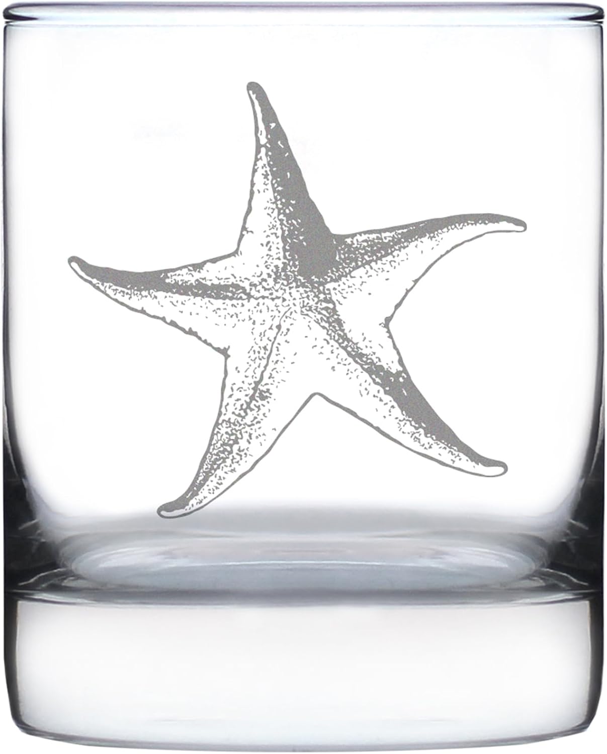 Bevvee Starfish Rocks Glass - Beach Themed Decor and Decorative Ocean Glassware Gifts for Women and Men - Set of 2-10.25 Oz Glasses