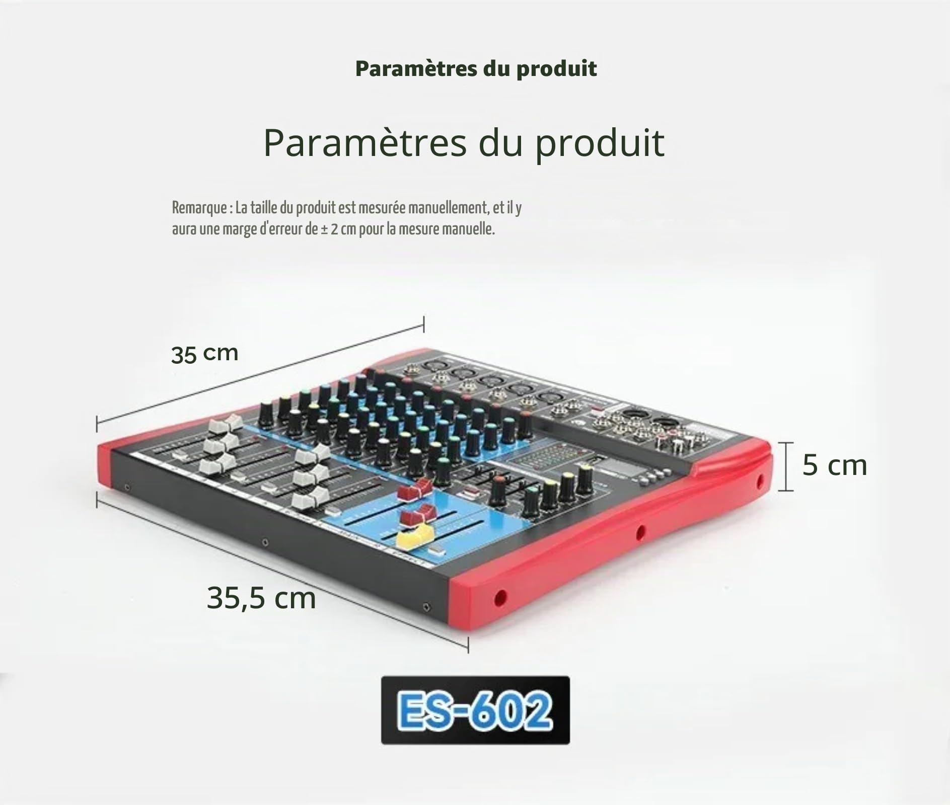 M6, console de mixage professionnelle, audio, DJ, console à barre de son avec USB/MP3/Bluetooth, scène, en direct, table de mixage intégrée, effet numérique, musique, mixeur, 7 canaux, + 48 V