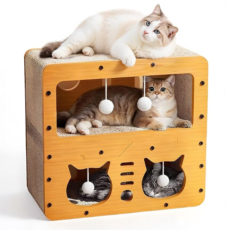 Casa Arranhadora e Condomínio para Gatos PEITA PET com Cartão de Arranhar e 3 Níveis, para Gatos de até 6,8 kg