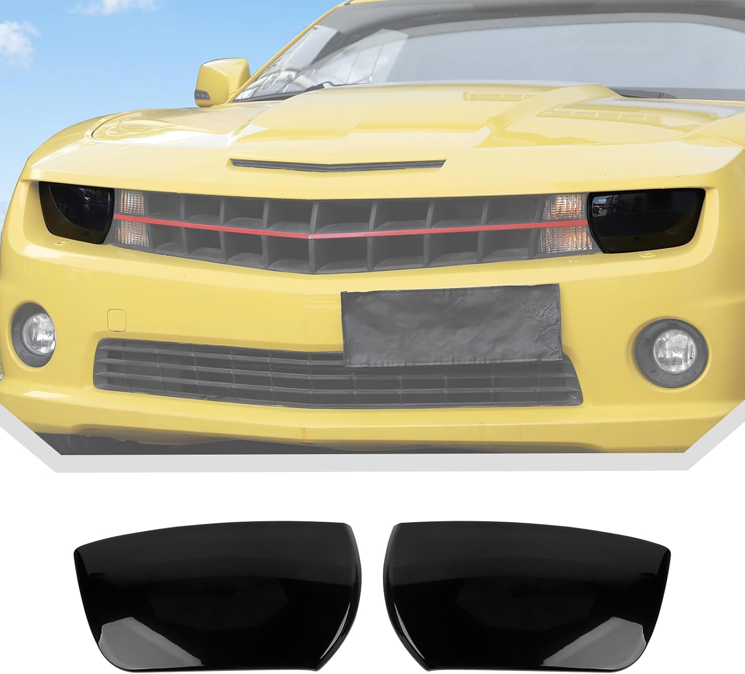 JeCar Smoked Headlight Cover Trim Guards for Chevrolet Chevy Camaro 2010-2015