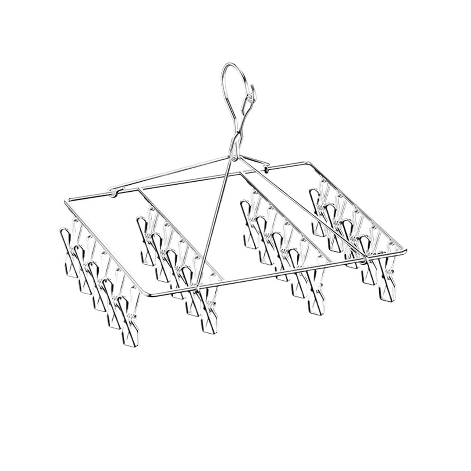 1pcs Steel Windproof Clothespin Laundry Hanger Clothesline Dryer Bra Towel Rack Clothes Airer Peg Hook Drying Sock For Home(20clip)