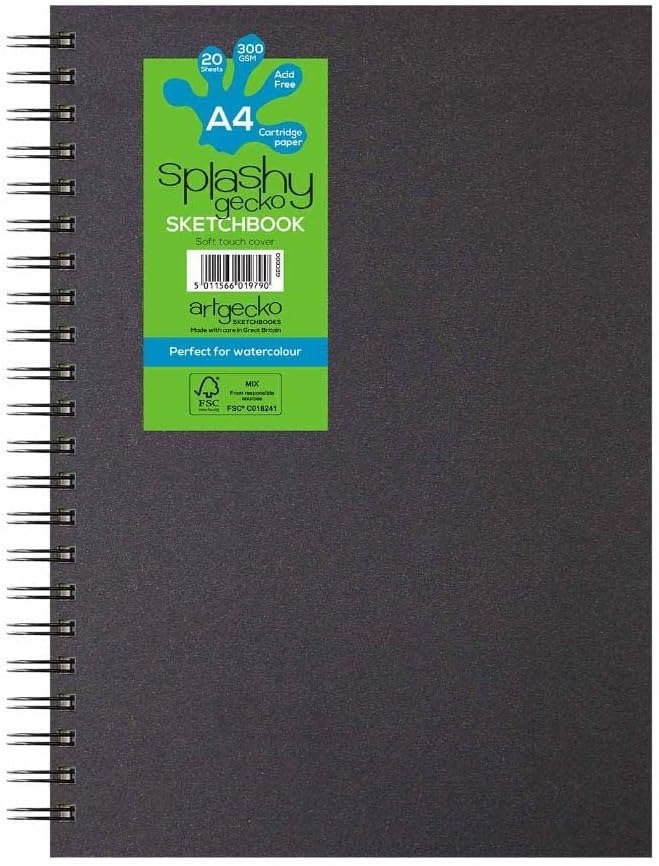 Artgecko Splashy Sketchbook A4 Portrait 40 Pages (20 Sheets) 300gsm