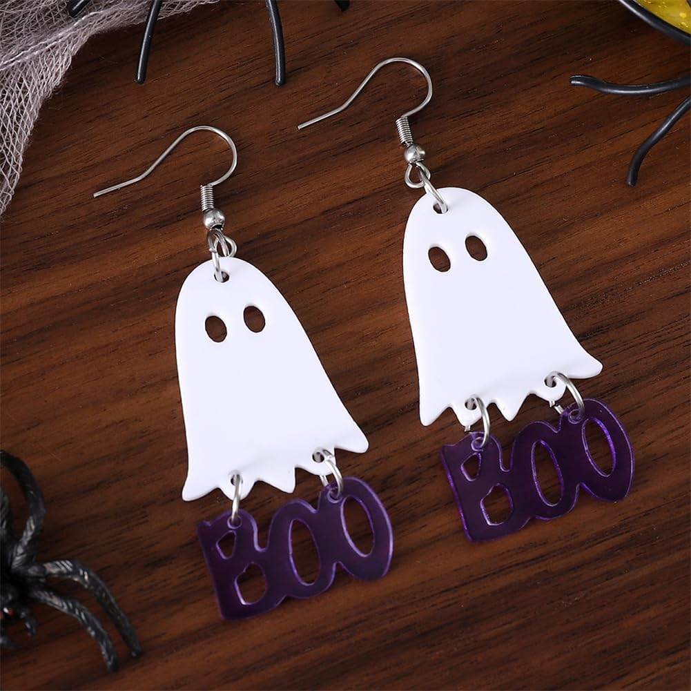 Halloween Cute Ghost Pumpkin Earrings for Women Fun Pumpkin Candy Earrings Halloween Acrylic Earrings Halloween Jewelry - Image 5