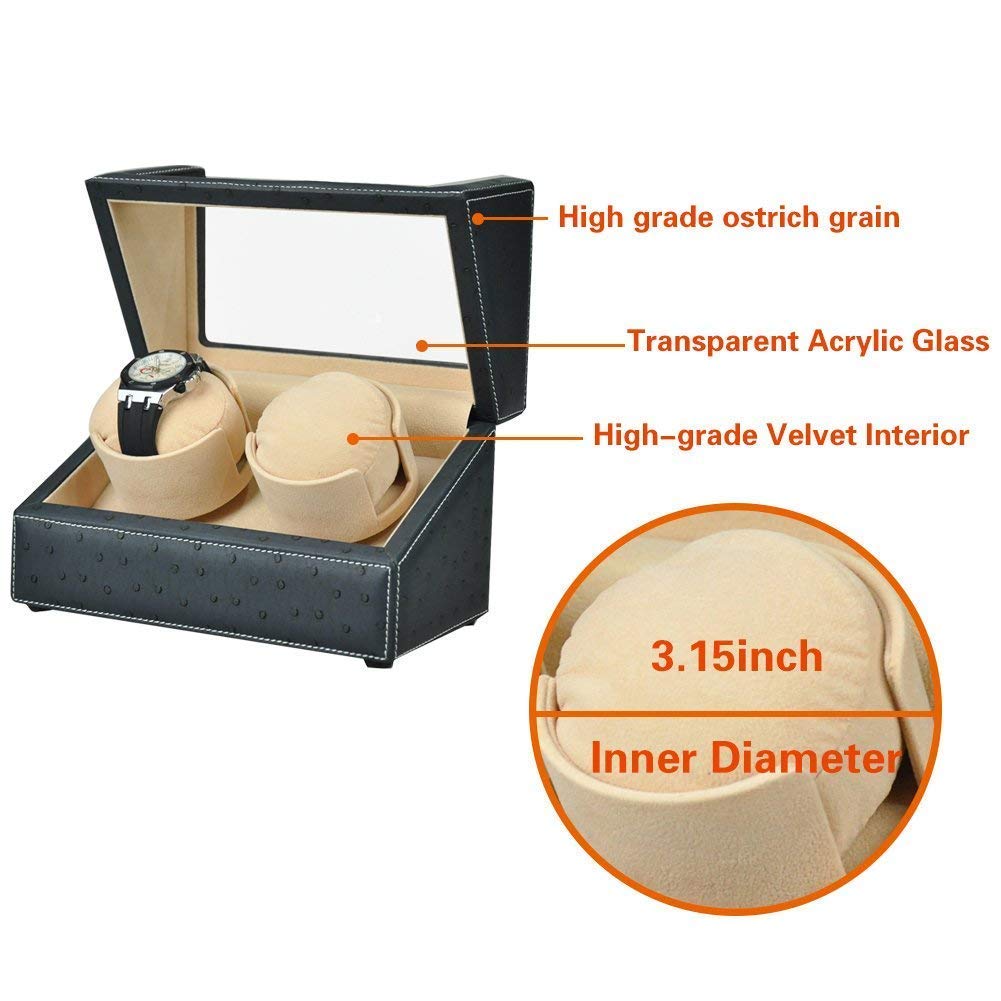 Automatic Watch Winder Box Schwarz - Batteriewerte 2 Uhrenschachteln für Männer