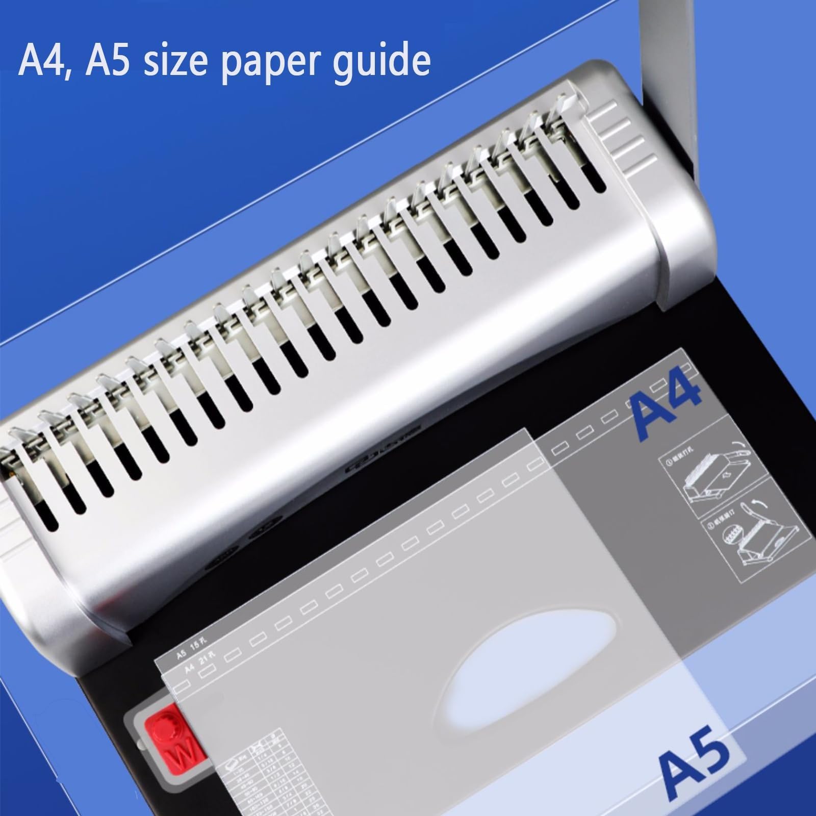 Raccoglitore manuale a spirale, per carta A4/A3, margini di perforazione regolabili, 21 fori, capacità 450 fogli, per rilegatura documenti da ufficio e scuola