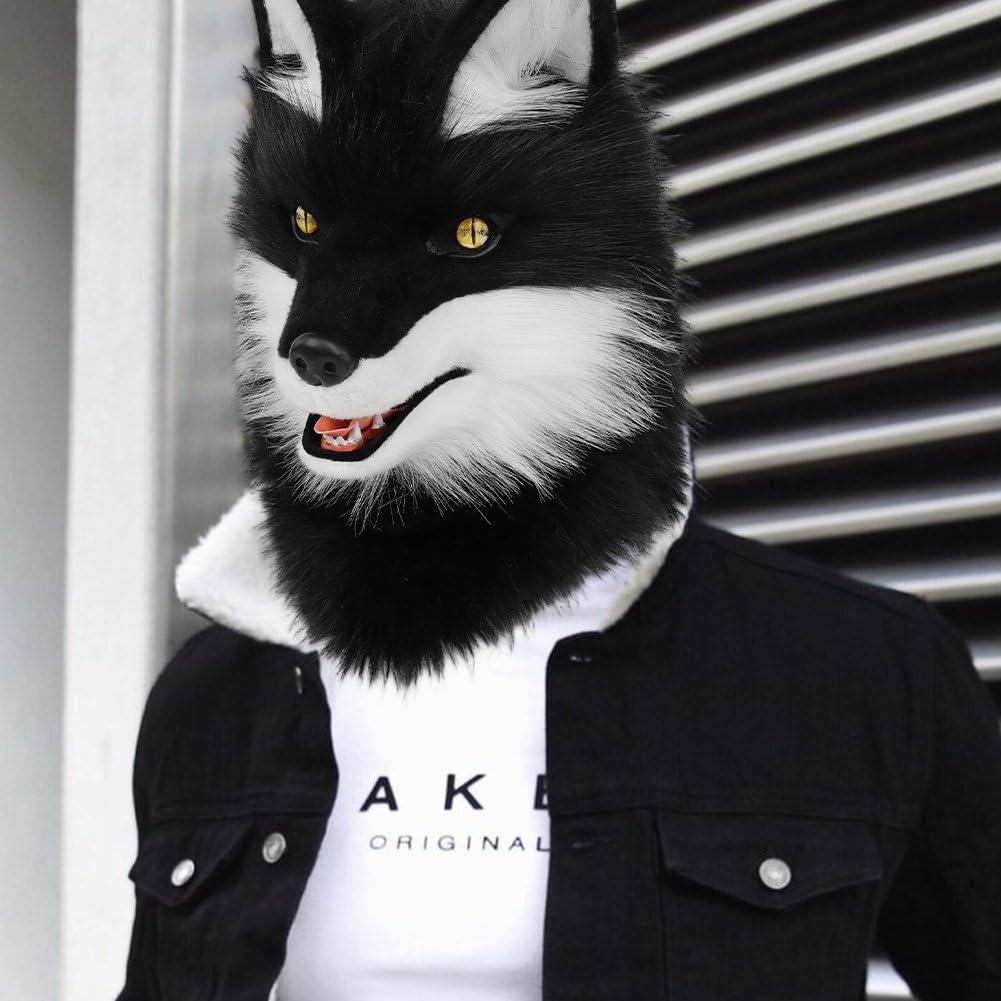Maska zwierzęca, akcesoria do kostiumu cosplay, futrzany pies, pełna głowa, Therian, maski, impreza anime, kobiety, mężczyźni