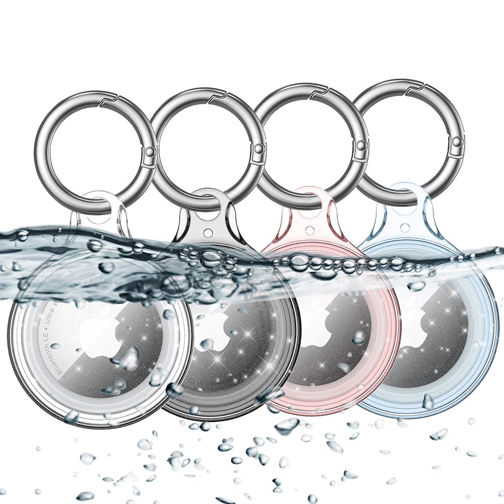 COOLQO for Apple AirTag Holder Keychain 4 Pack, Waterproof Hard PC Case