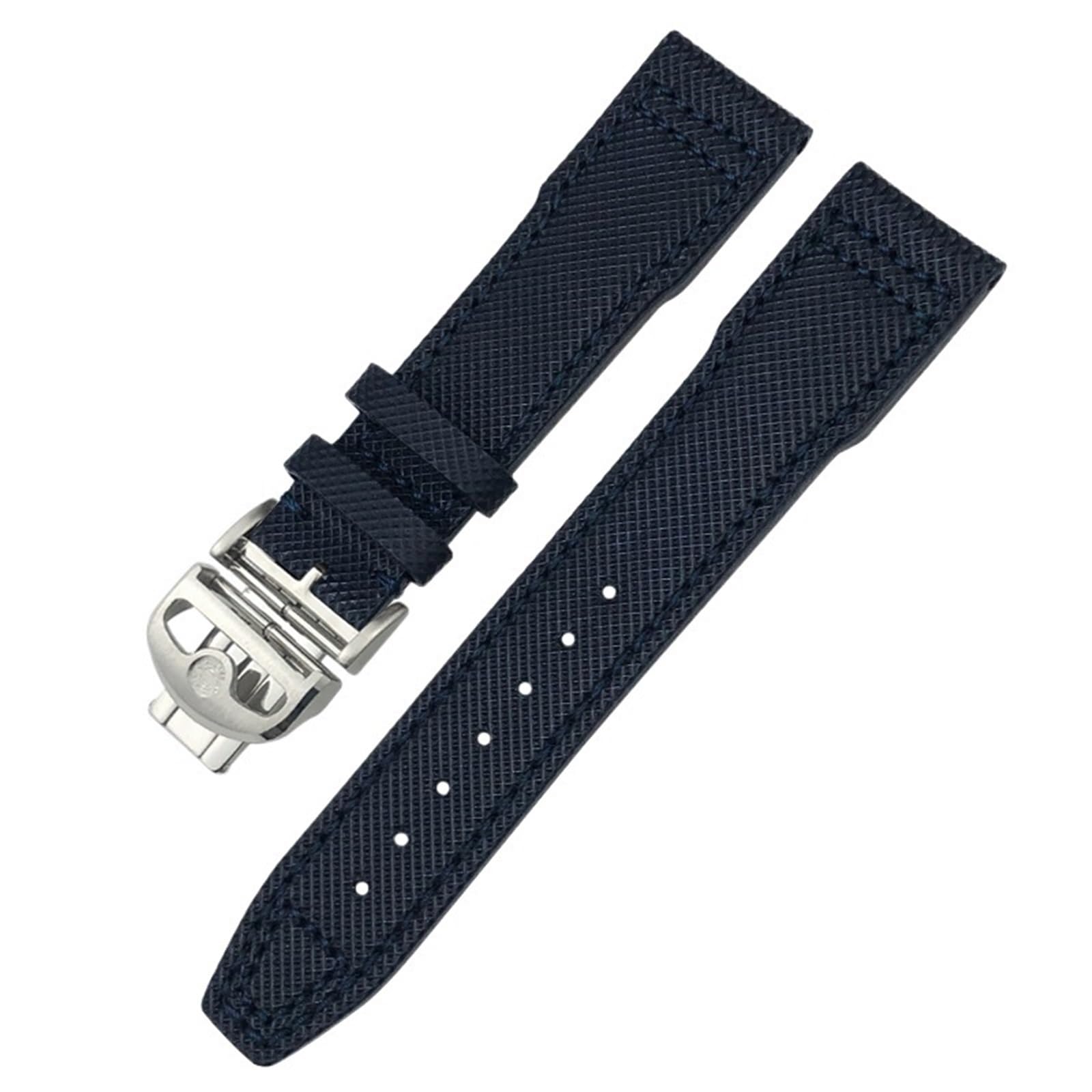 BIK Correa de reloj de cuero genuino de 20mm 21m para relojes de piloto IWC PORTOFINO IW3777 correa de cuero de vaca verde azul negro de nailon