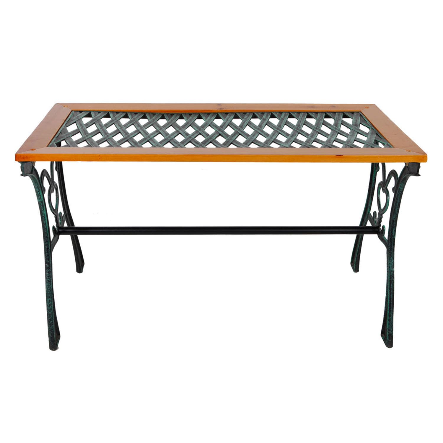 Mojawo Tisch Royal Gartentisch Gusseisen Outdoortisch Outdoormöbel Metalltisch Holz gehärteter Glasplatte Natur L98xB46xH56cm