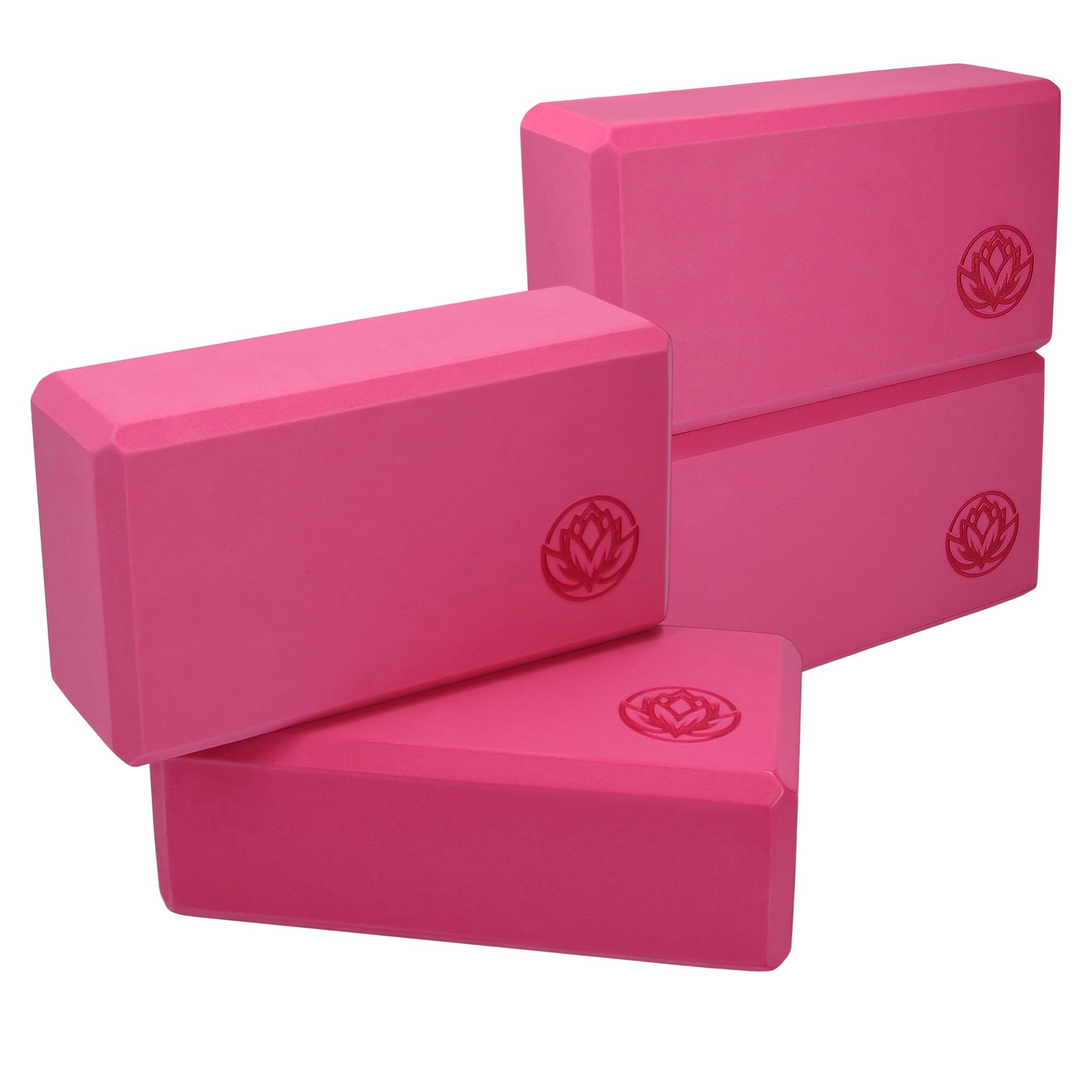 Yoga Block 4er Set VonBueren pink | 22 x 12 x 7,5 cm je Yogablock | Yogablöcke für Damen und Herren aus EVA | Klötze für Pilates