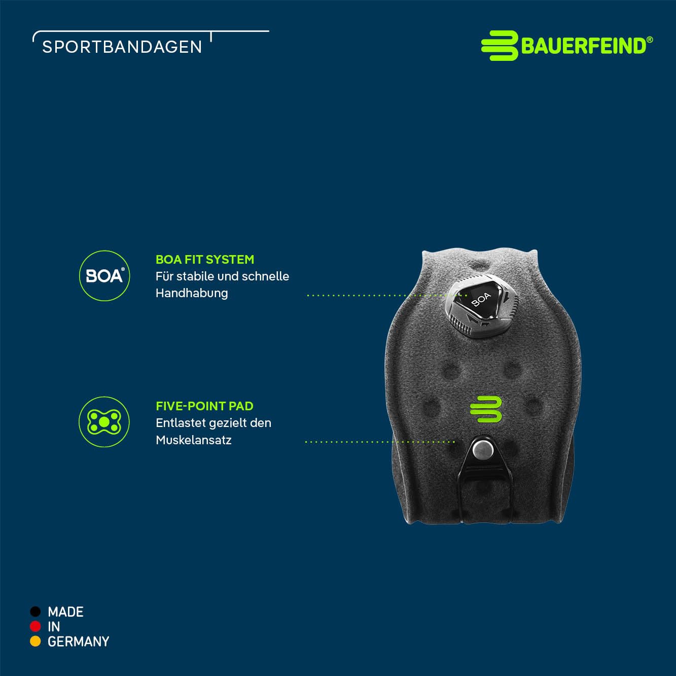 BAUERFEIND, 1 Unisex Ellenbogen-Sportspange, Rechts und Links tragbar, Für Tennis, Badminton, Squash, Reduzierung der Unterarmmuskulatur-Belastung